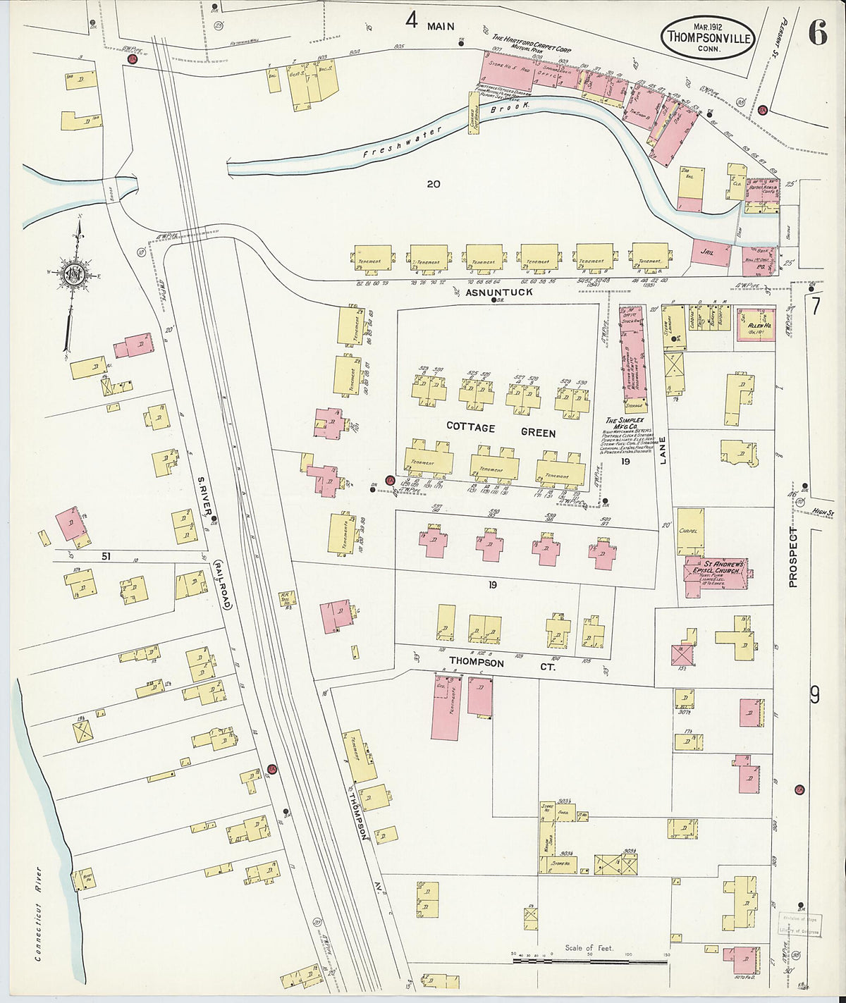 Thompsonville, Hartford County, Connecticut 1912 (Sheet 6 of 12) by Relic Map Company