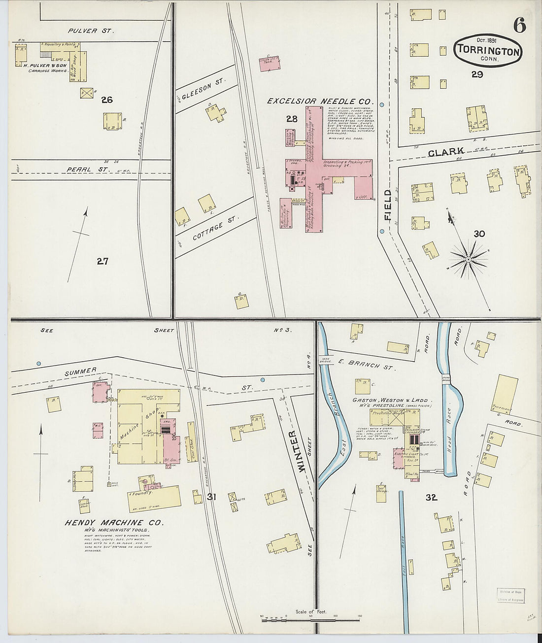 This old map of Torrington, Litchfield County, Connecticut was created by Sanborn Map Company in 1891