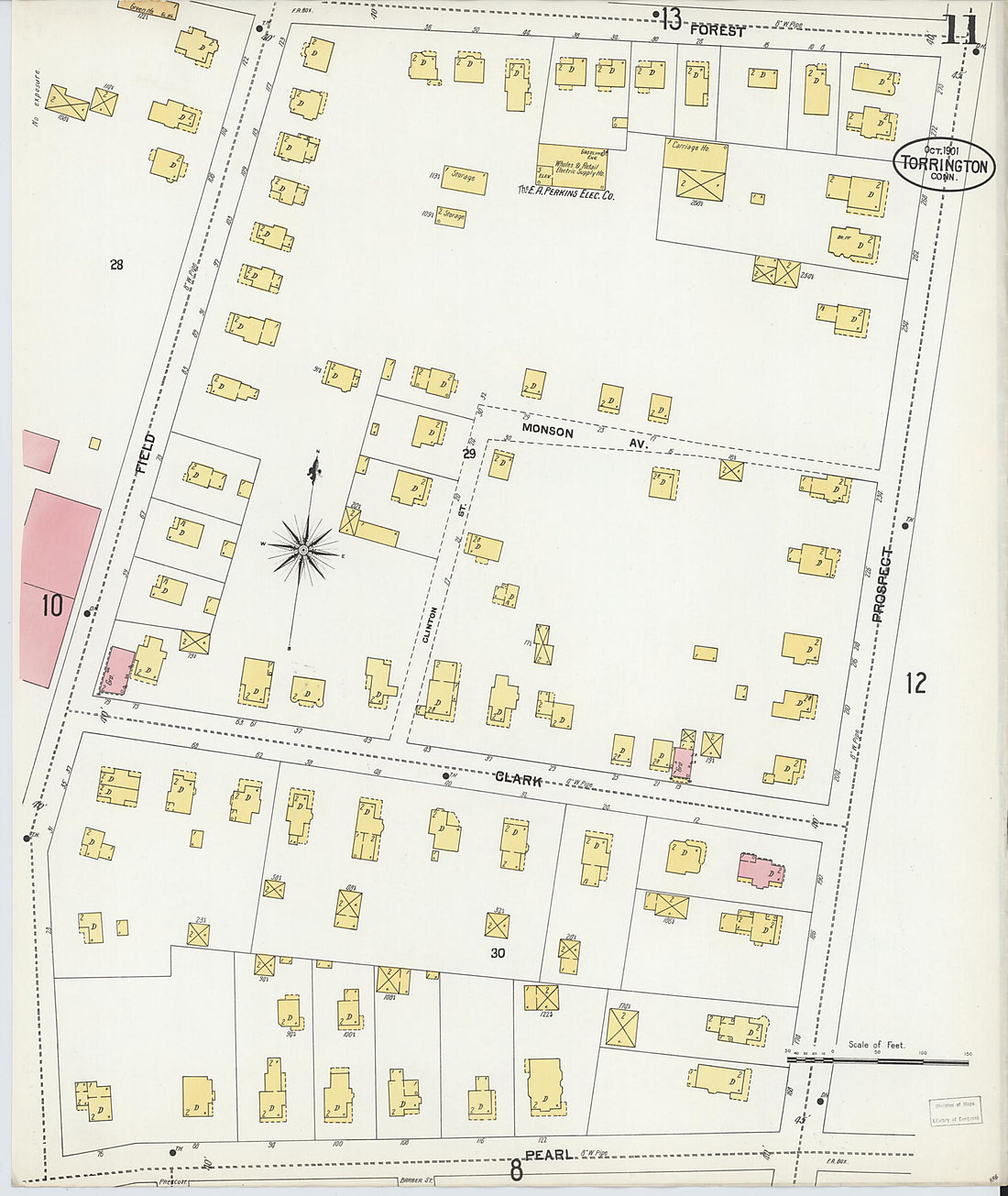 This old map of Torrington, Litchfield County, Connecticut was created by Sanborn Map Company in 1901
