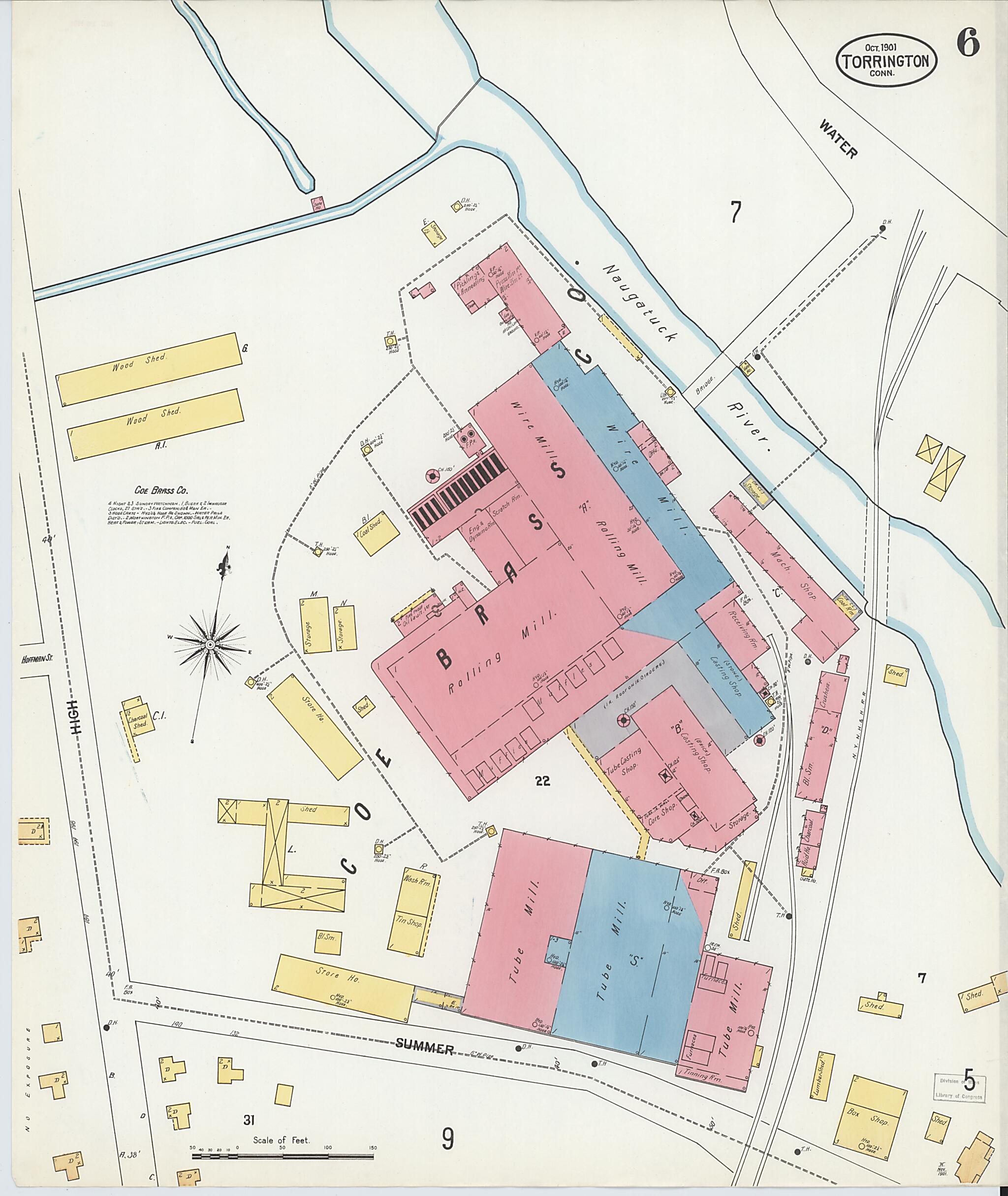 This old map of Torrington, Litchfield County, Connecticut was created by Sanborn Map Company in 1901