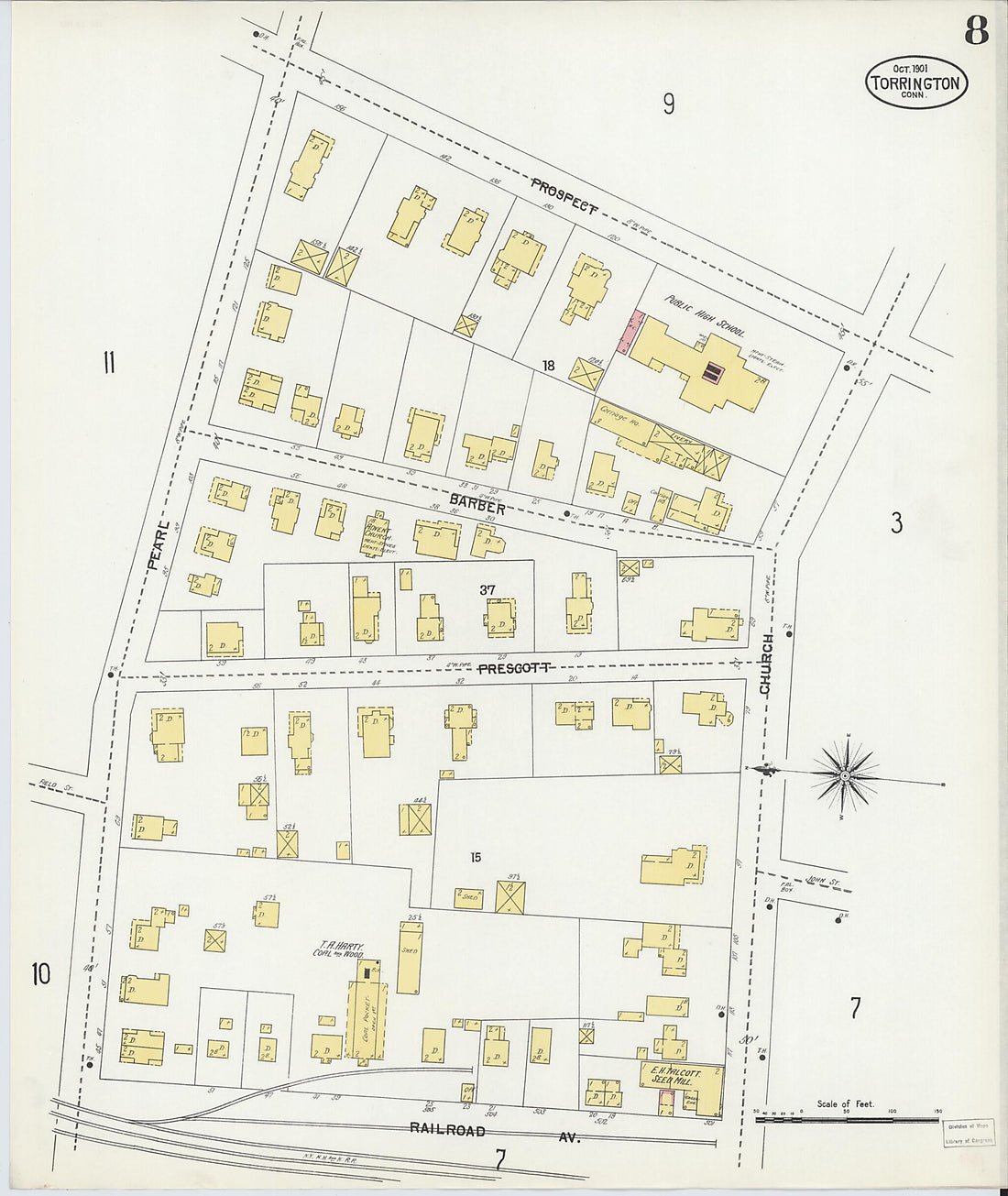 This old map of Torrington, Litchfield County, Connecticut was created by Sanborn Map Company in 1901