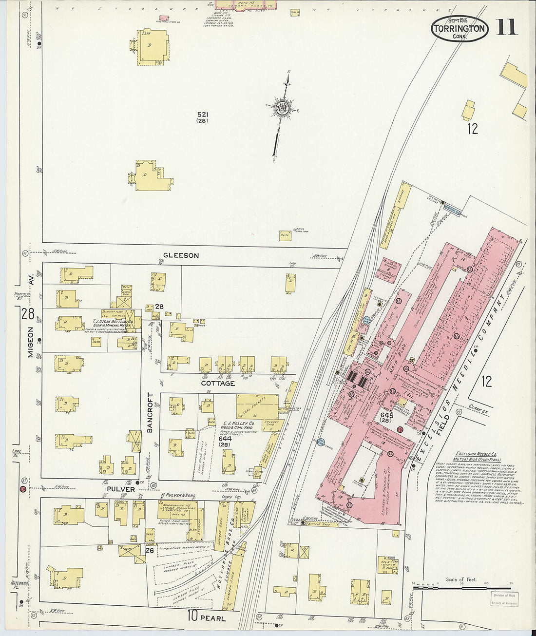 This old map of Torrington, Litchfield County, Connecticut was created by Sanborn Map Company in 1915