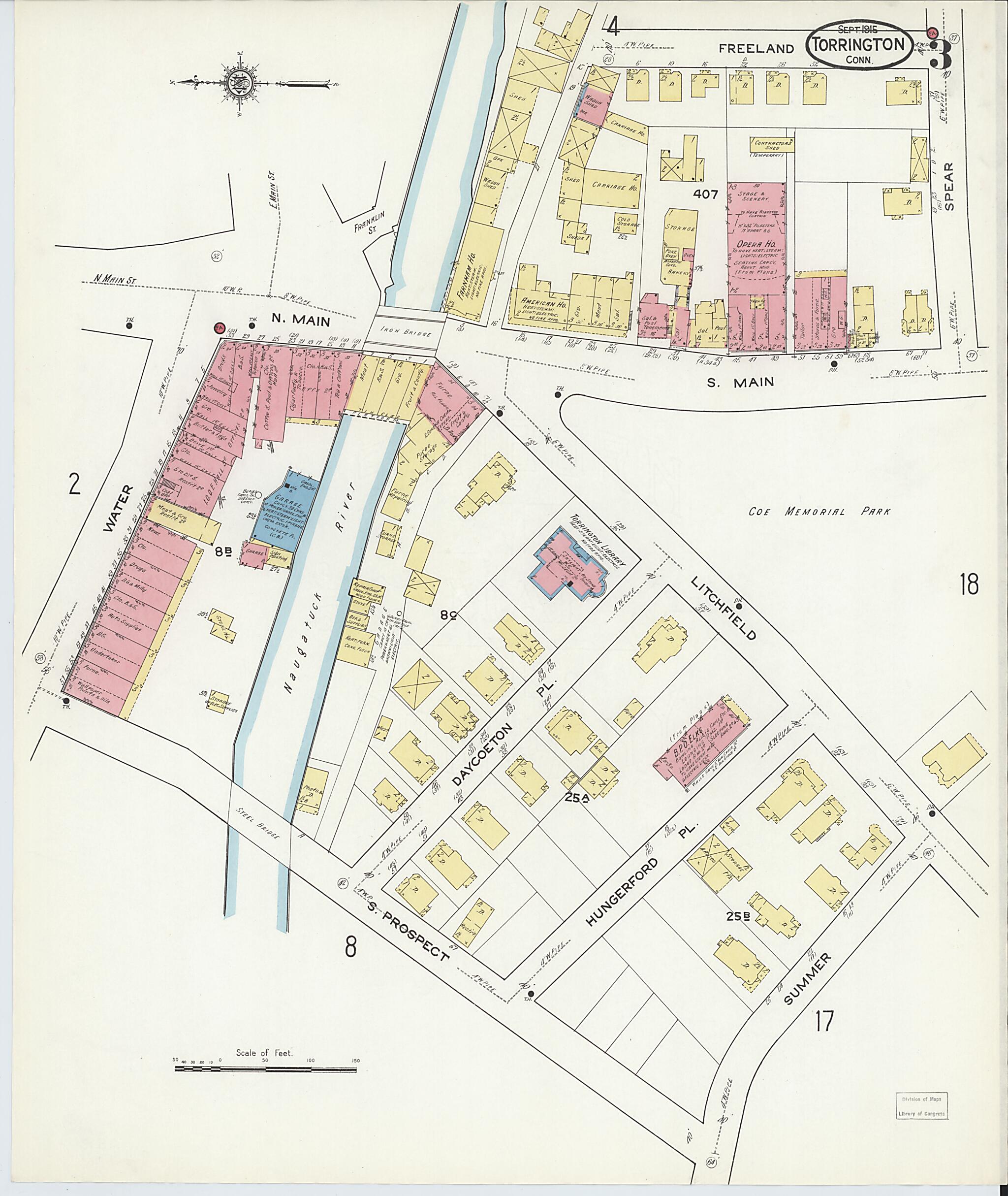 This old map of Torrington, Litchfield County, Connecticut was created by Sanborn Map Company in 1915