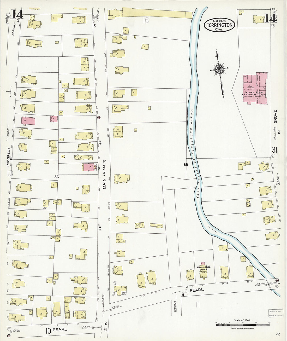 This old map of Torrington, Litchfield County, Connecticut was created by Sanborn Map Company in 1924