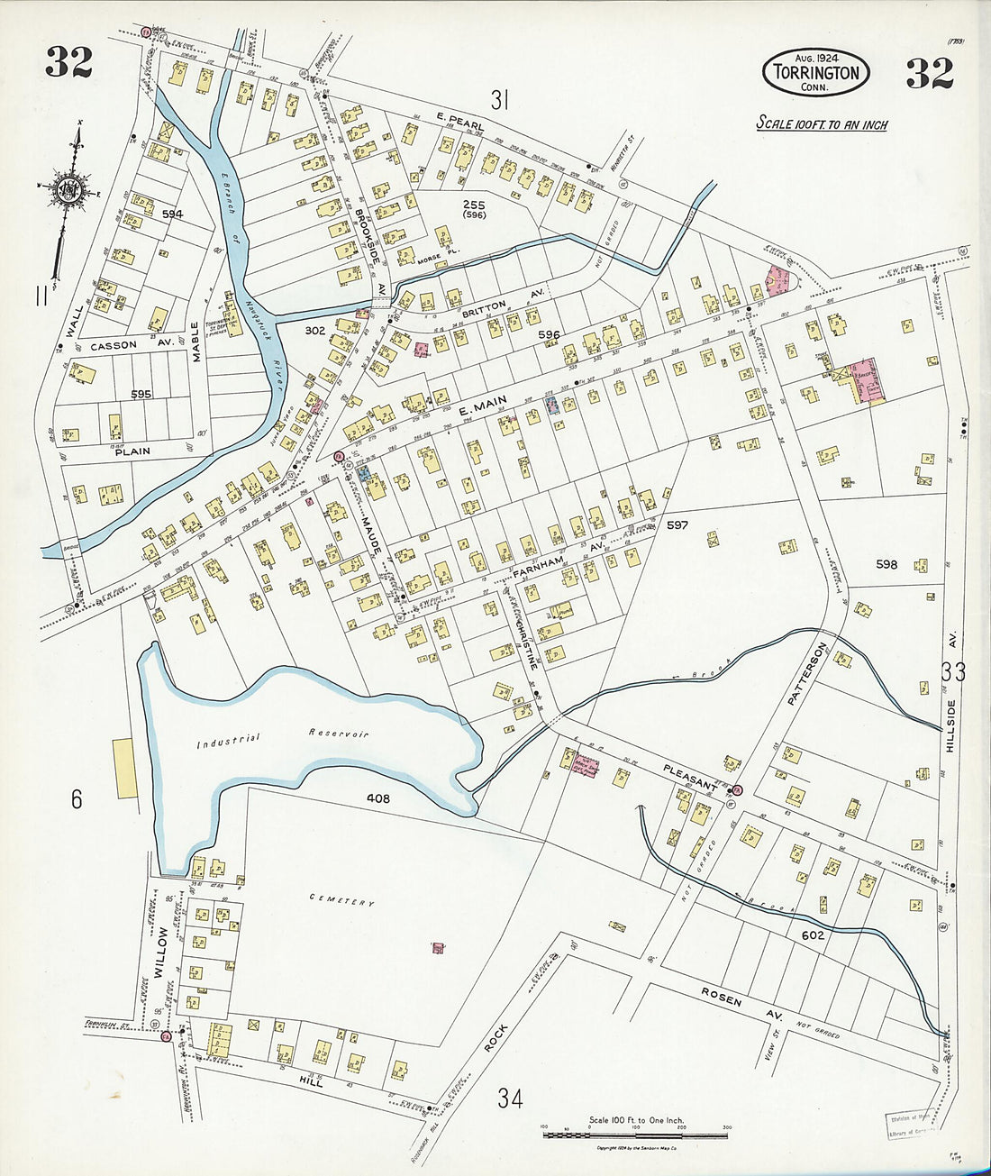 This old map of Torrington, Litchfield County, Connecticut was created by Sanborn Map Company in 1924
