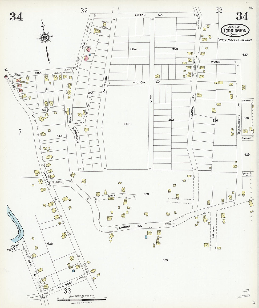 This old map of Torrington, Litchfield County, Connecticut was created by Sanborn Map Company in 1924