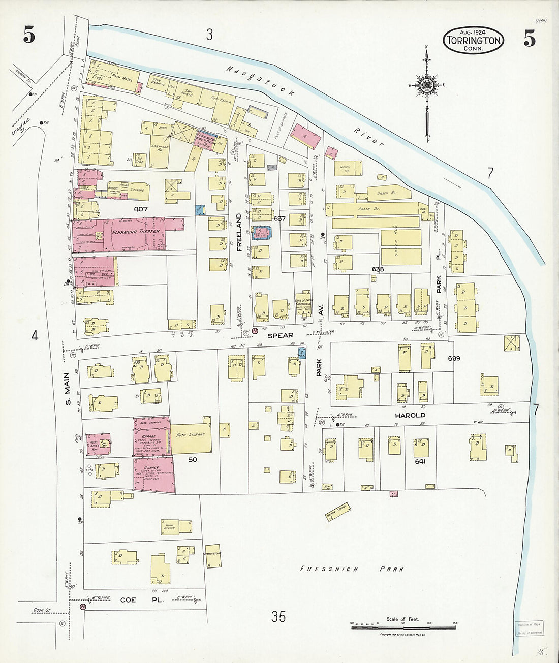 This old map of Torrington, Litchfield County, Connecticut was created by Sanborn Map Company in 1924