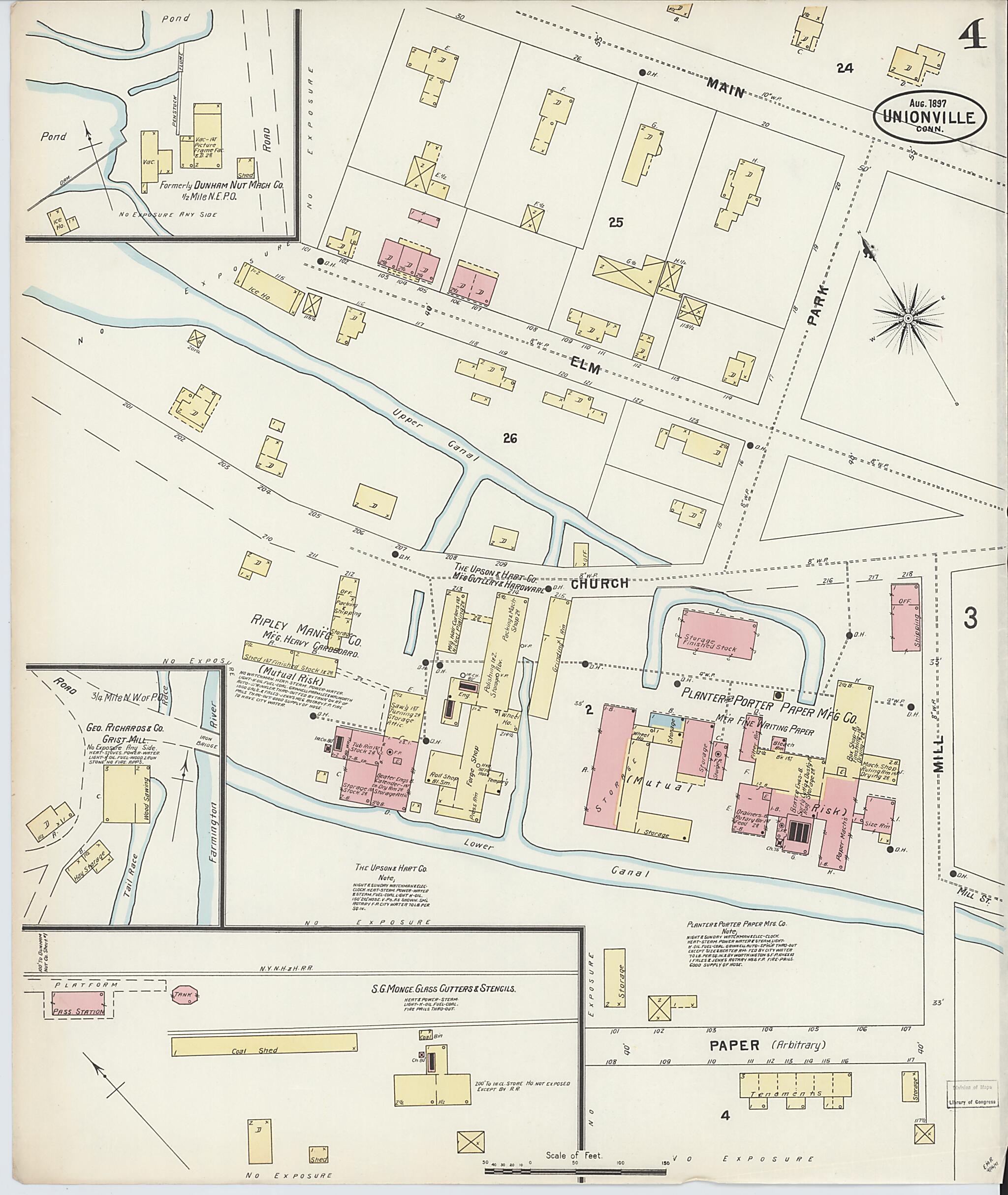 This old map of Unionville, Hartford County, Connecticut was created by Sanborn Map Company in 1897