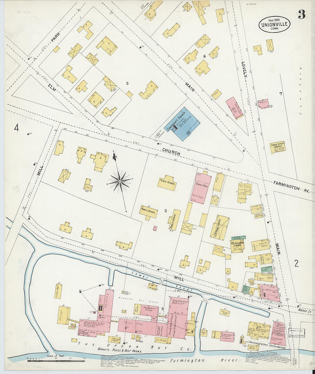 This old map of Unionville, Hartford County, Connecticut was created by Sanborn Map Company in 1903