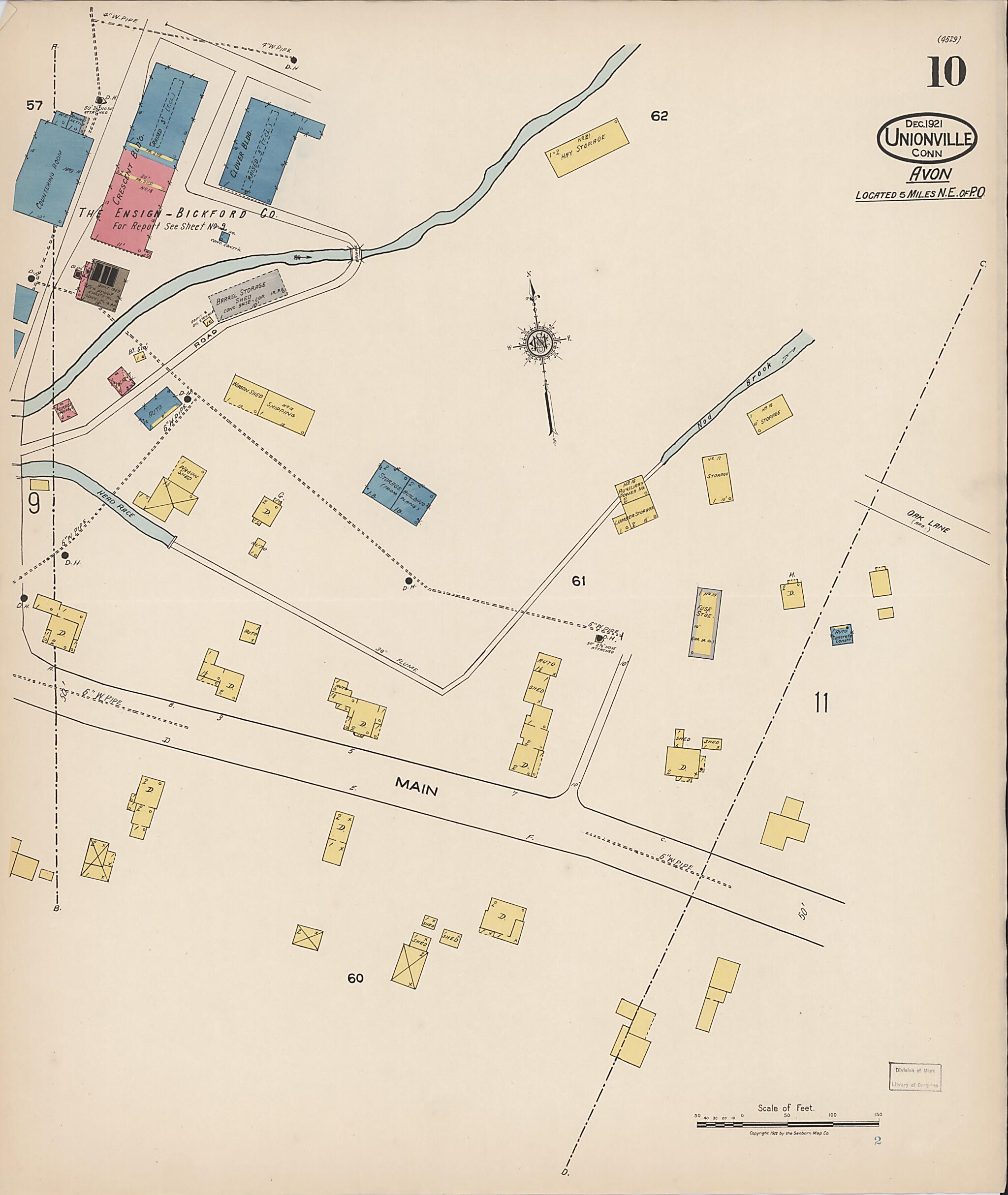This old map of Unionville, Hartford County, Connecticut was created by Sanborn Map Company in 1921
