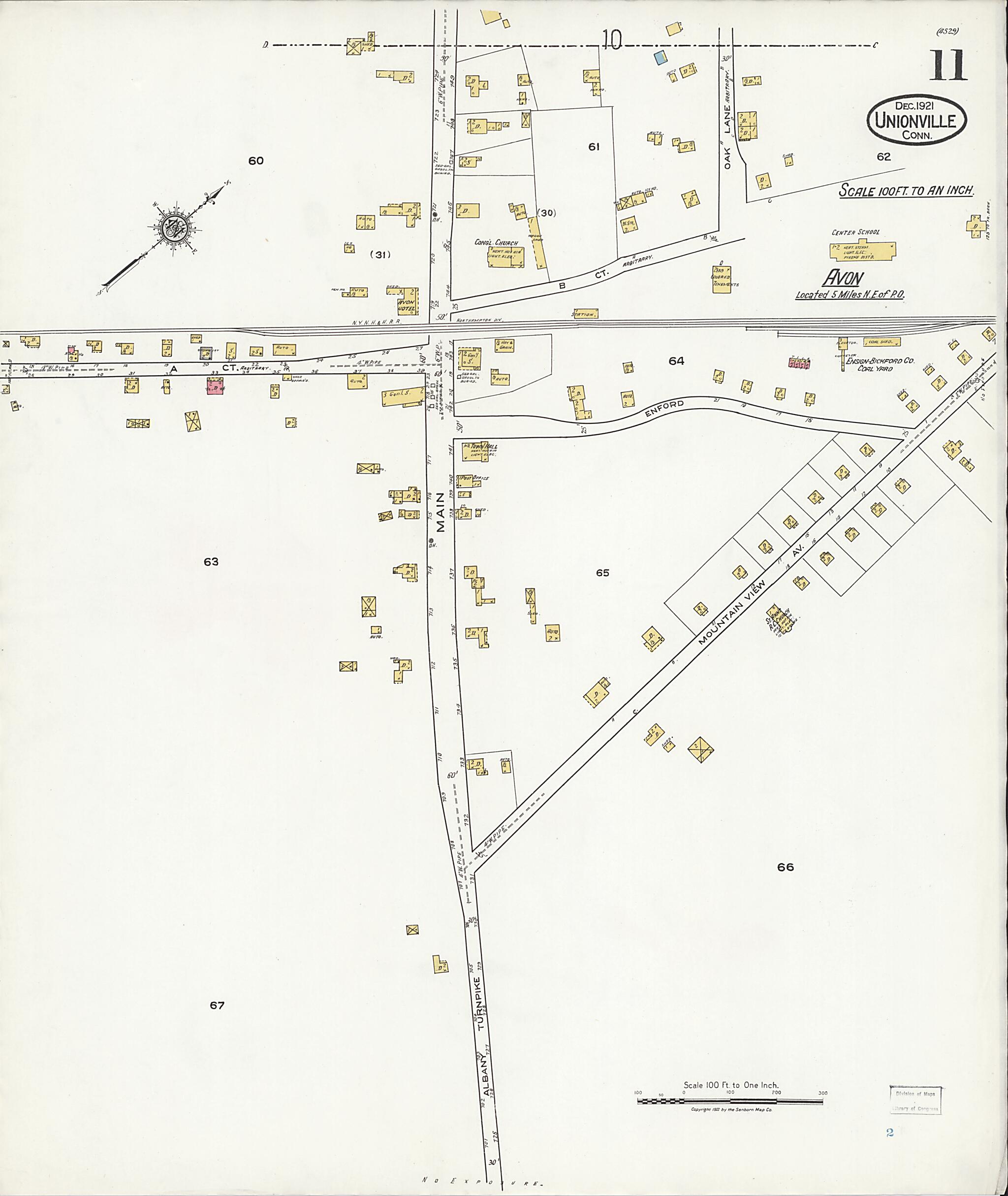 This old map of Unionville, Hartford County, Connecticut was created by Sanborn Map Company in 1921