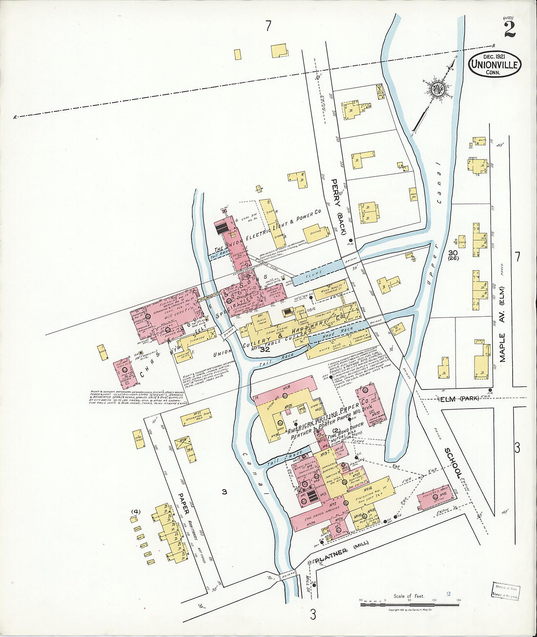 This old map of Unionville, Hartford County, Connecticut was created by Sanborn Map Company in 1921