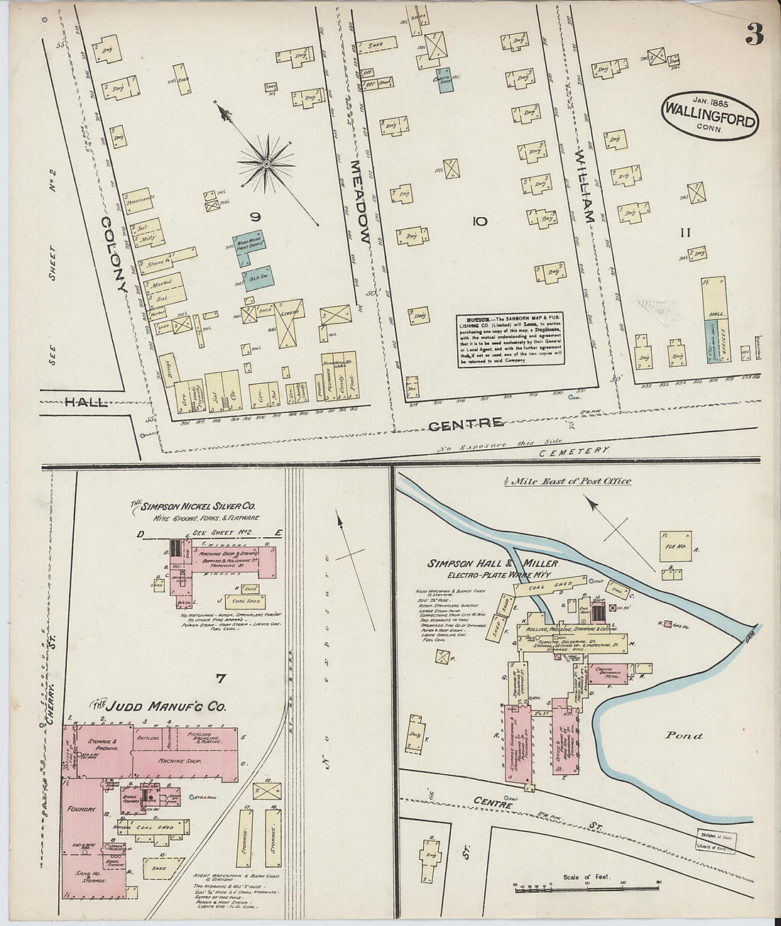 This old map of Wallingford, New Haven County, Connecticut was created by Sanborn Map Company in 1885