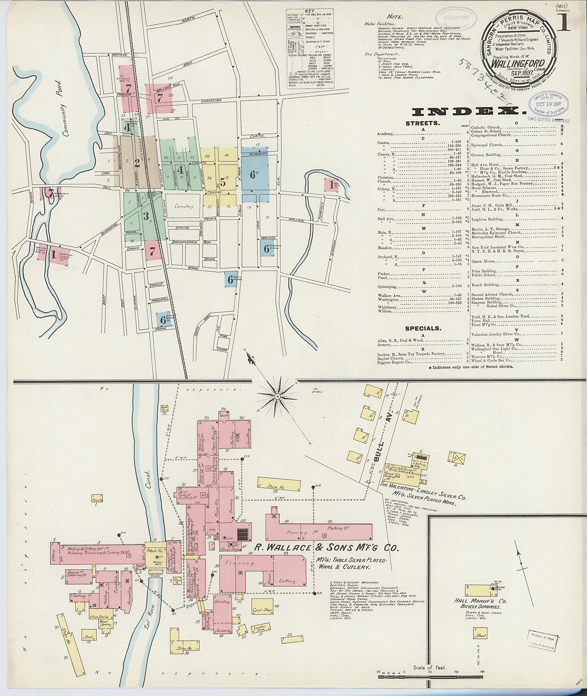 This old map of Wallingford, New Haven County, Connecticut was created by Sanborn Map Company in 1897