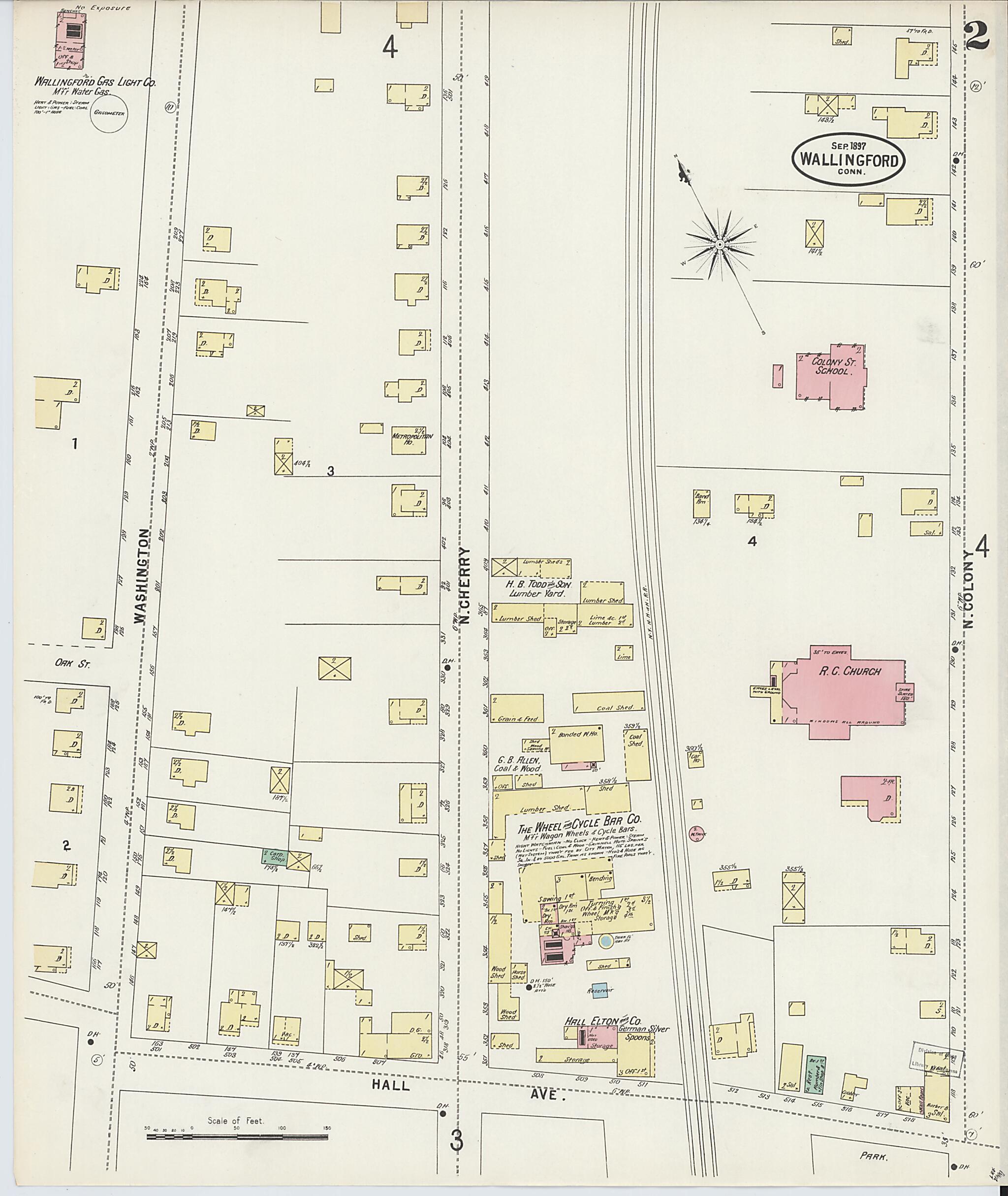 This old map of Wallingford, New Haven County, Connecticut was created by Sanborn Map Company in 1897