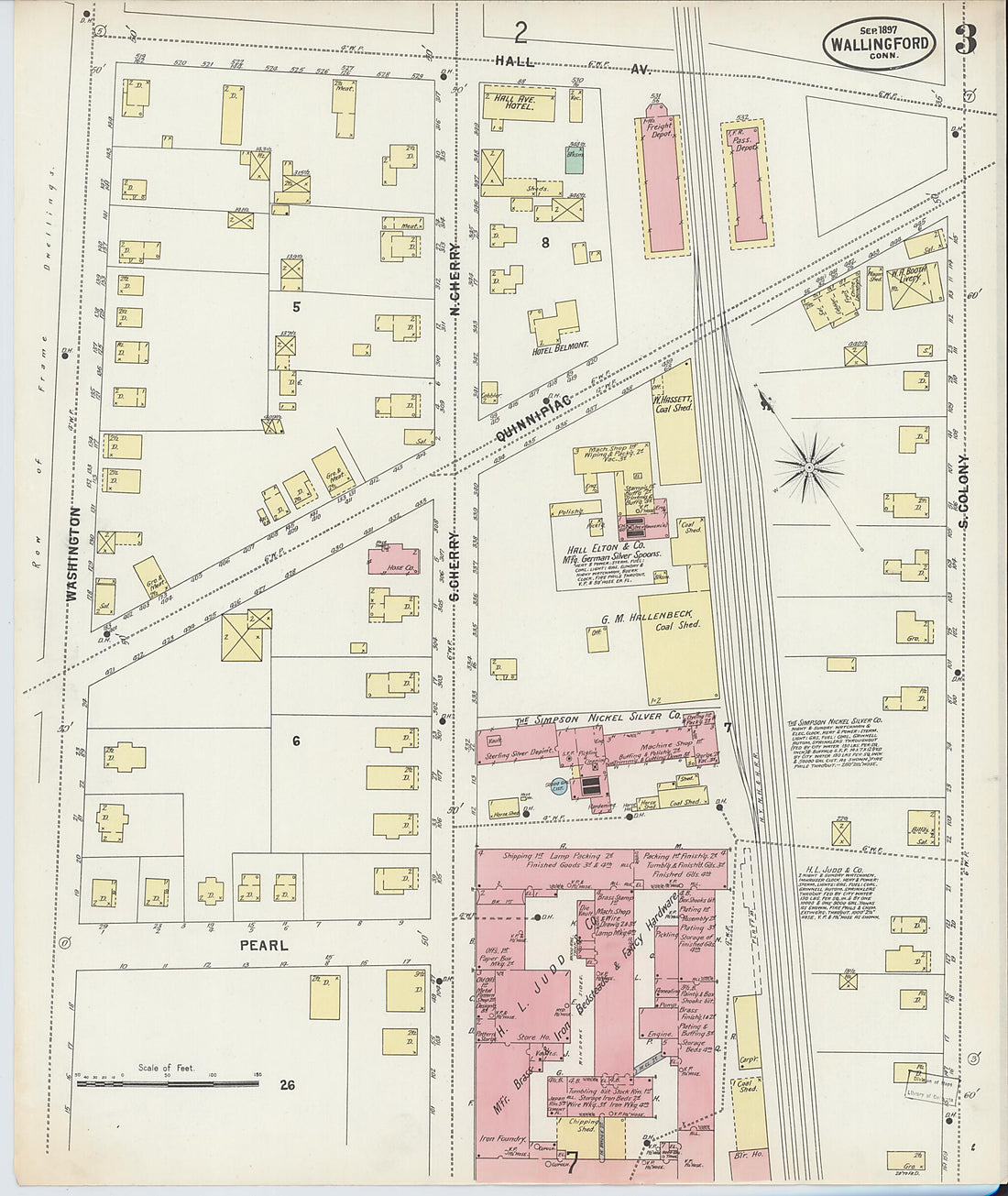 This old map of Wallingford, New Haven County, Connecticut was created by Sanborn Map Company in 1897