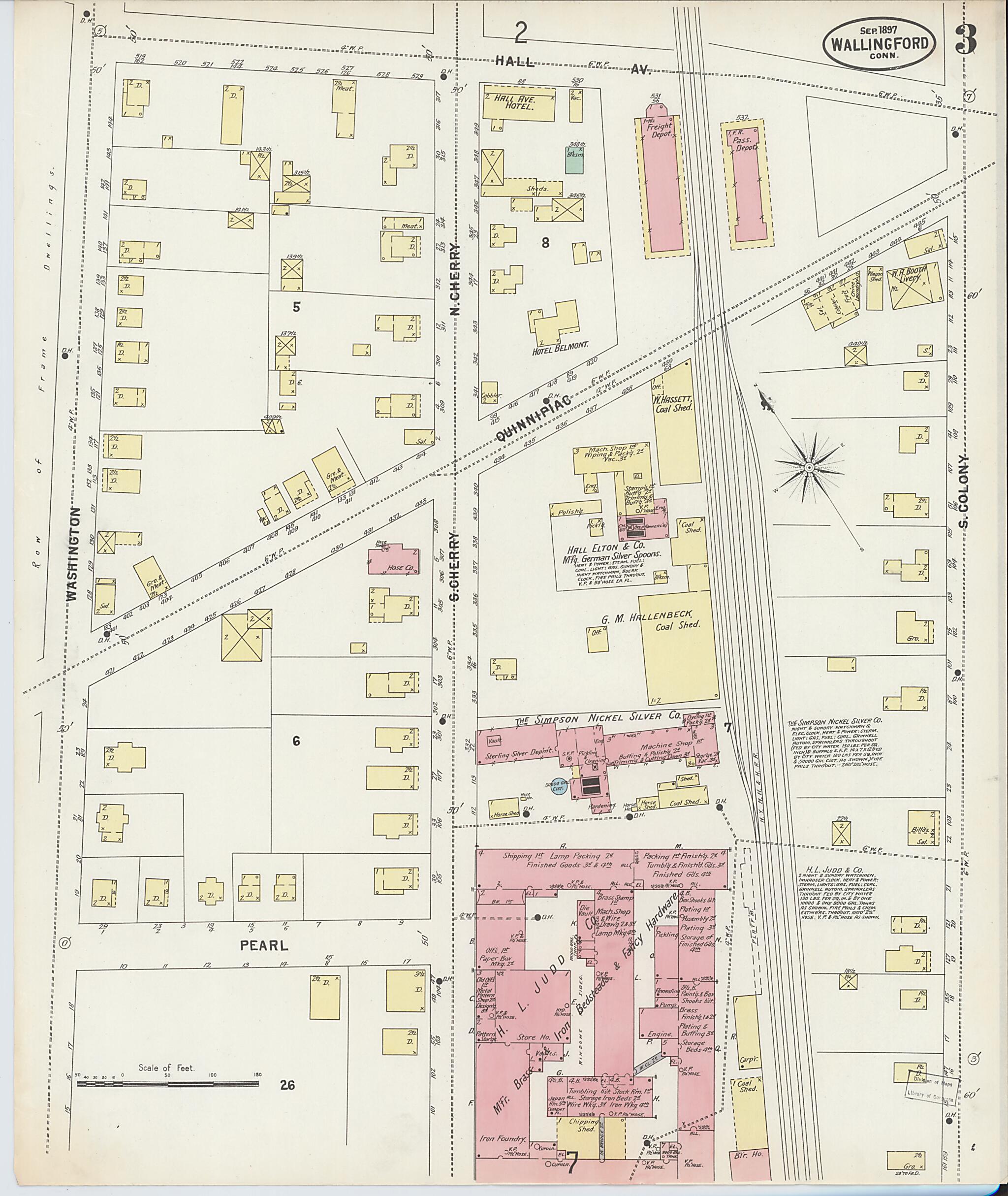 This old map of Wallingford, New Haven County, Connecticut was created by Sanborn Map Company in 1897