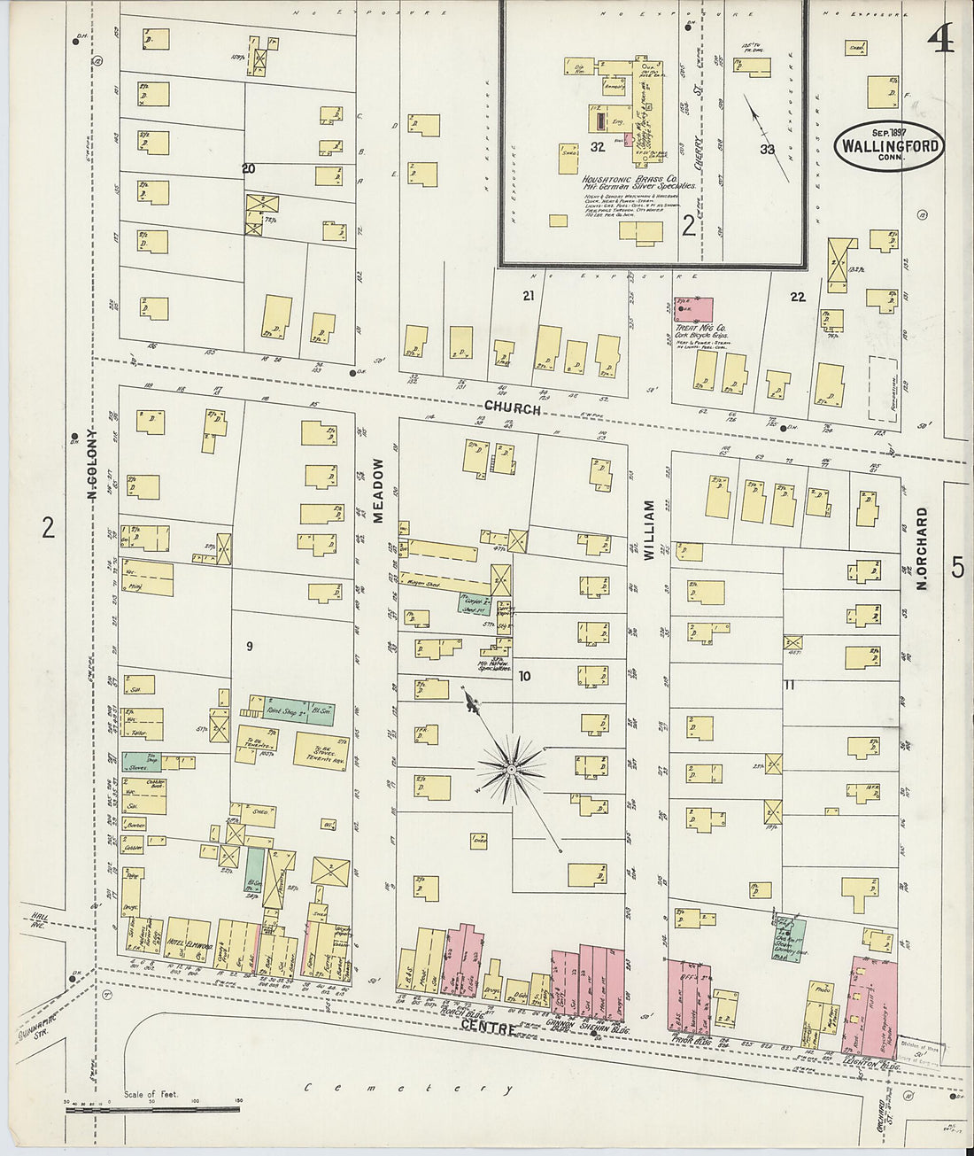 This old map of Wallingford, New Haven County, Connecticut was created by Sanborn Map Company in 1897