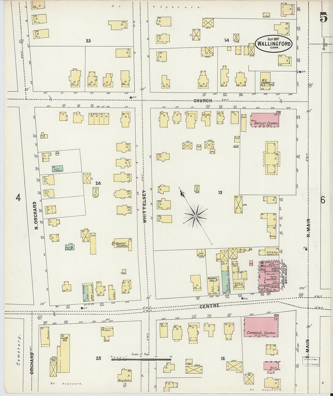 This old map of Wallingford, New Haven County, Connecticut was created by Sanborn Map Company in 1897