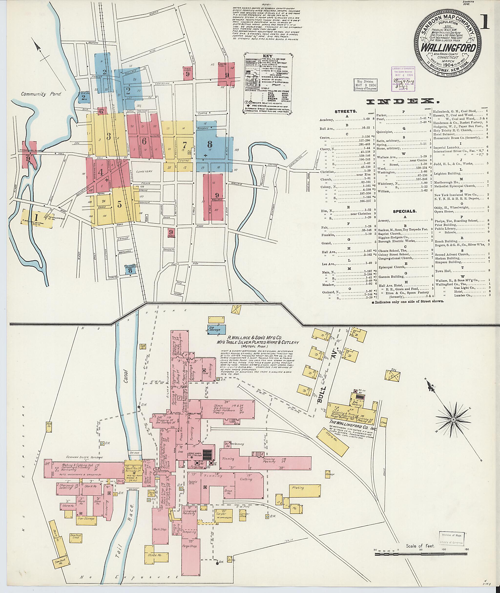 This old map of Wallingford, New Haven County, Connecticut was created by Sanborn Map Company in 1904