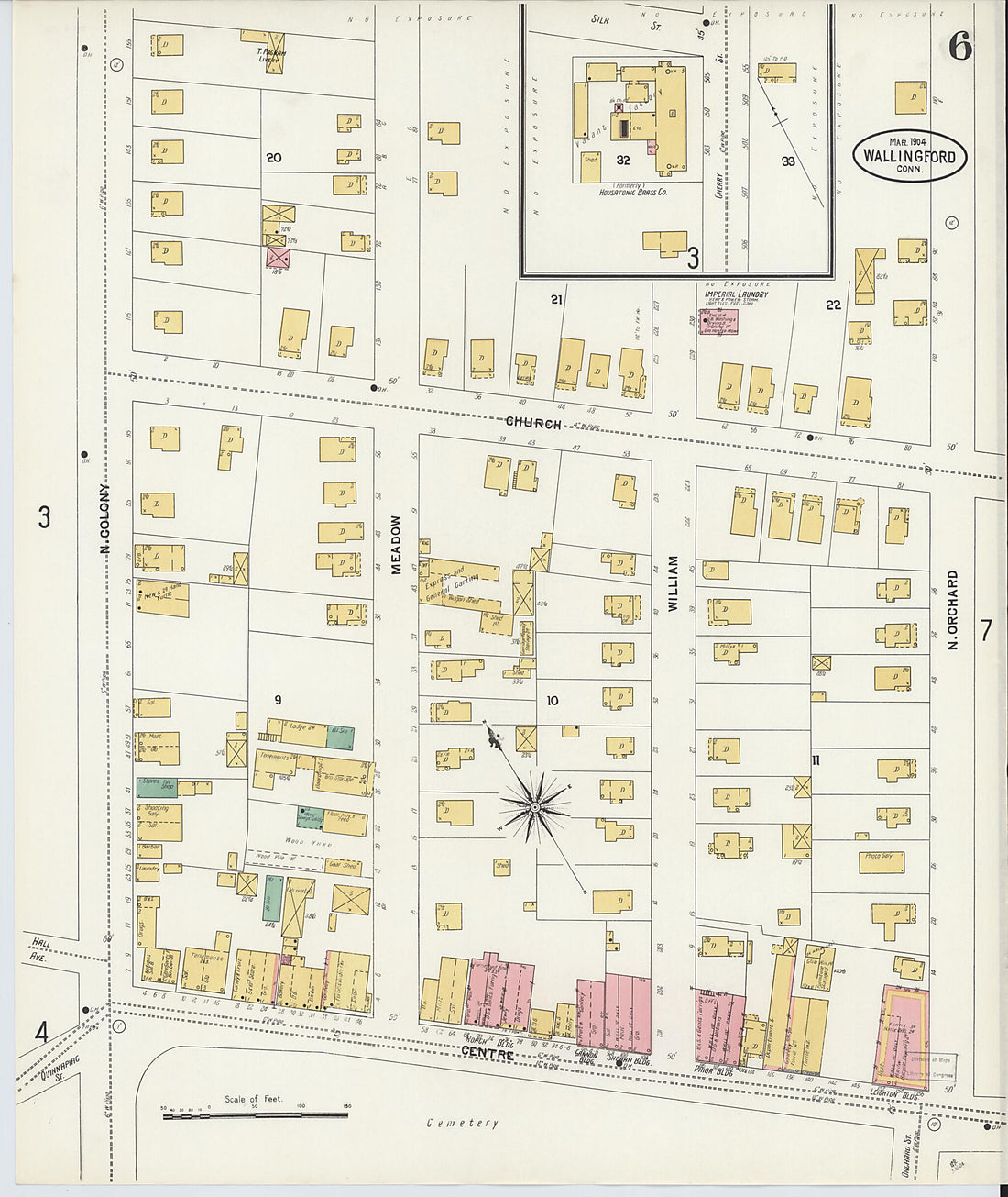 This old map of Wallingford, New Haven County, Connecticut was created by Sanborn Map Company in 1904