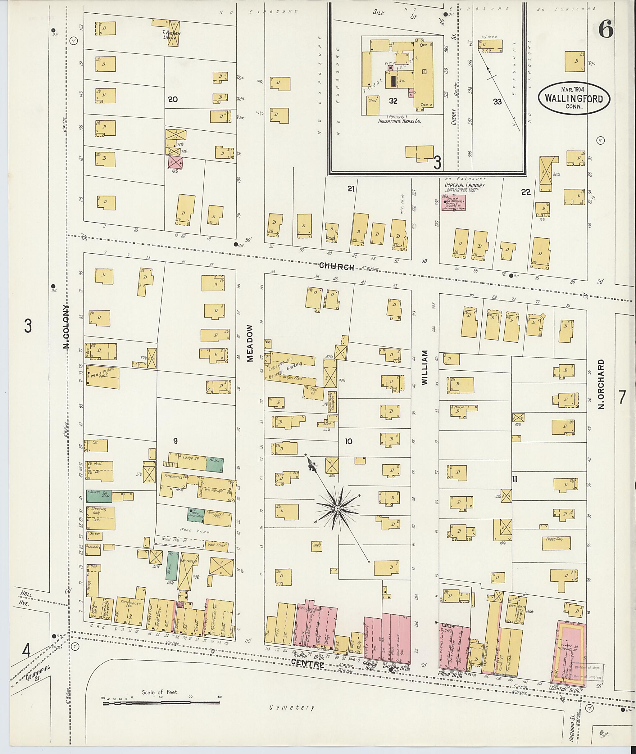 This old map of Wallingford, New Haven County, Connecticut was created by Sanborn Map Company in 1904