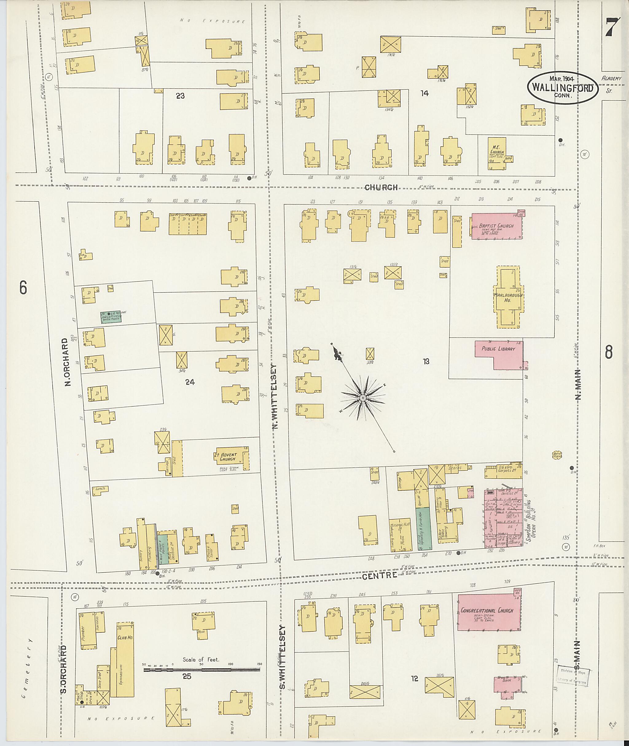 This old map of Wallingford, New Haven County, Connecticut was created by Sanborn Map Company in 1904