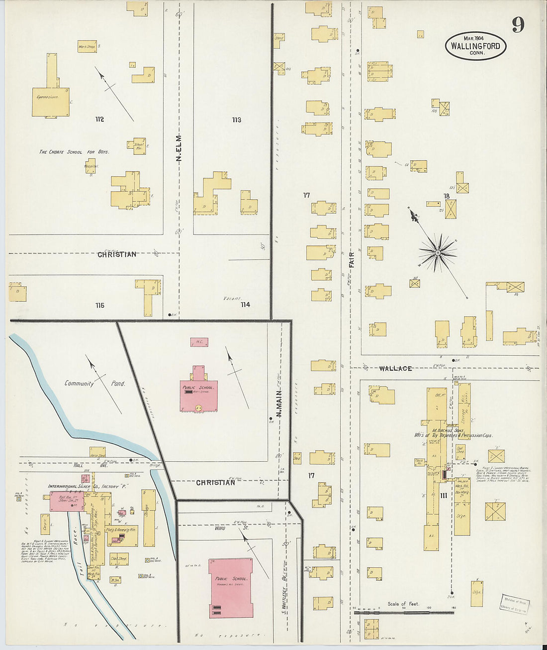 This old map of Wallingford, New Haven County, Connecticut was created by Sanborn Map Company in 1904