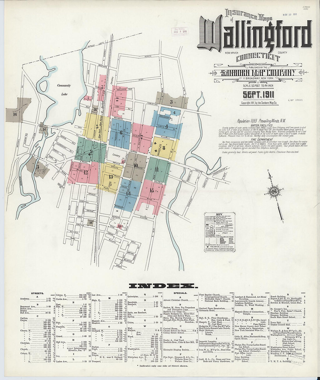 This old map of Wallingford, New Haven County, Connecticut was created by Sanborn Map Company in 1911