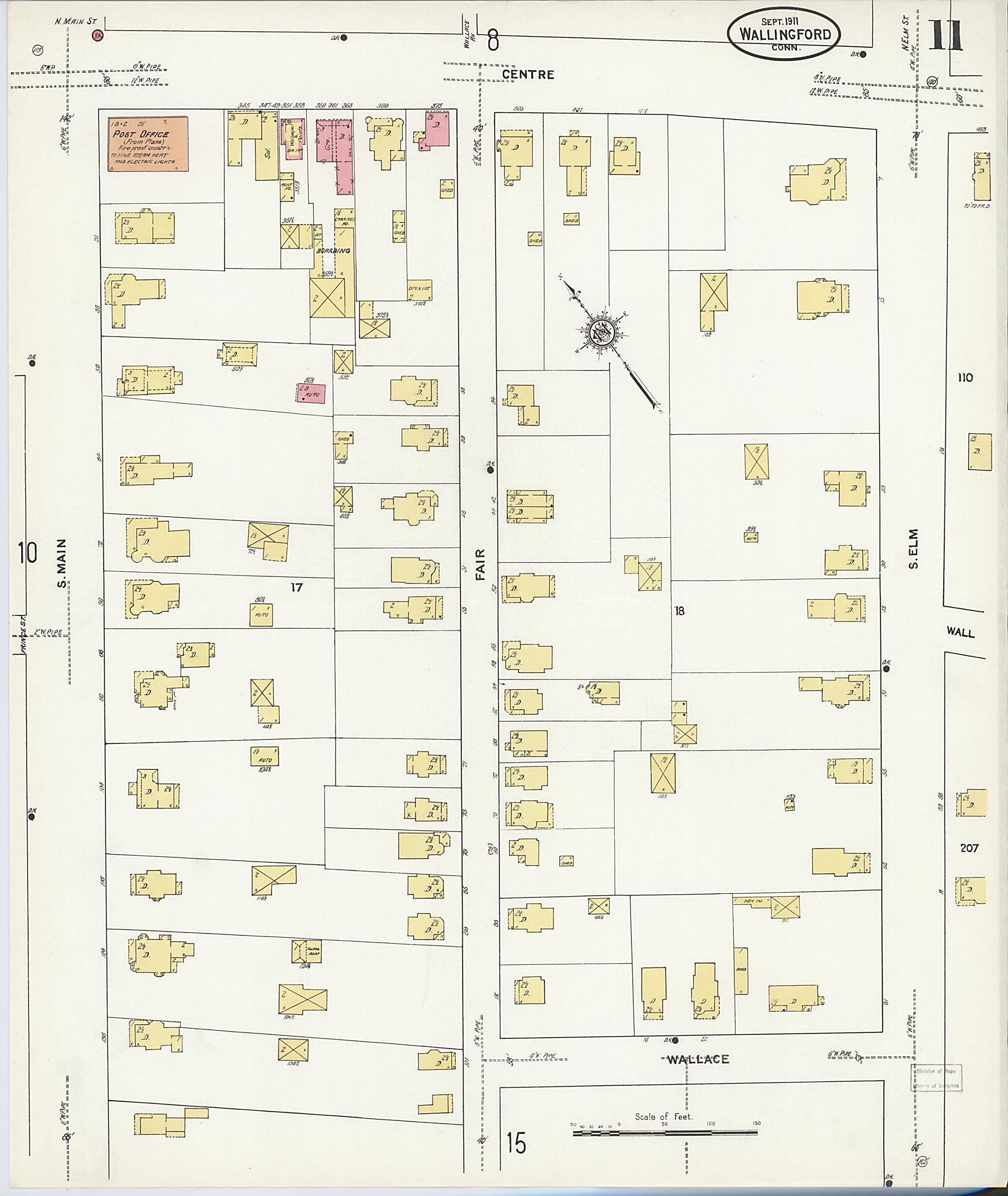 This old map of Wallingford, New Haven County, Connecticut was created by Sanborn Map Company in 1911
