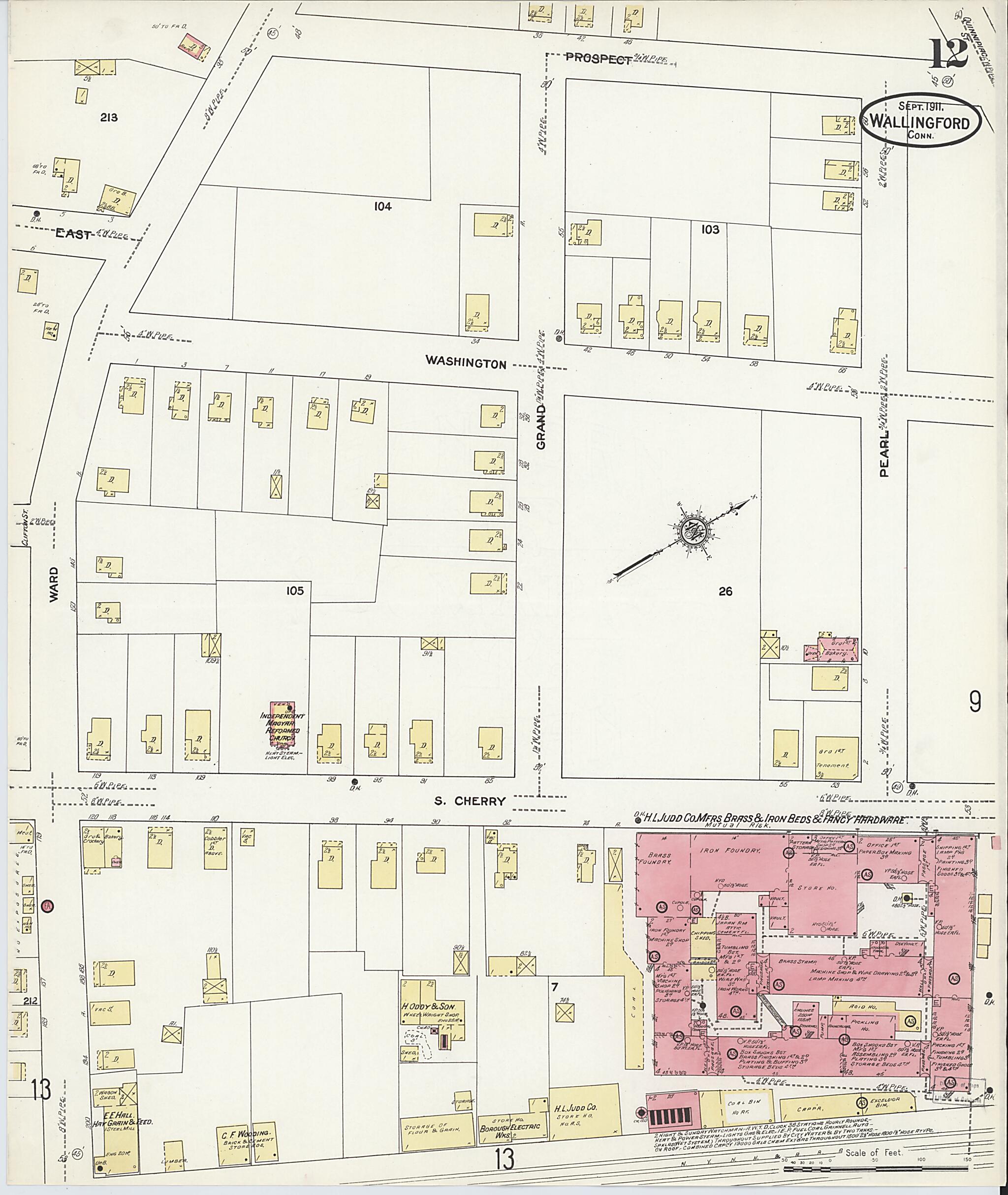This old map of Wallingford, New Haven County, Connecticut was created by Sanborn Map Company in 1911