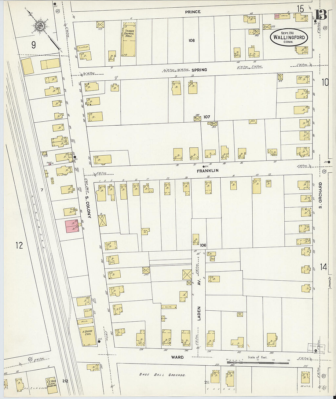 This old map of Wallingford, New Haven County, Connecticut was created by Sanborn Map Company in 1911