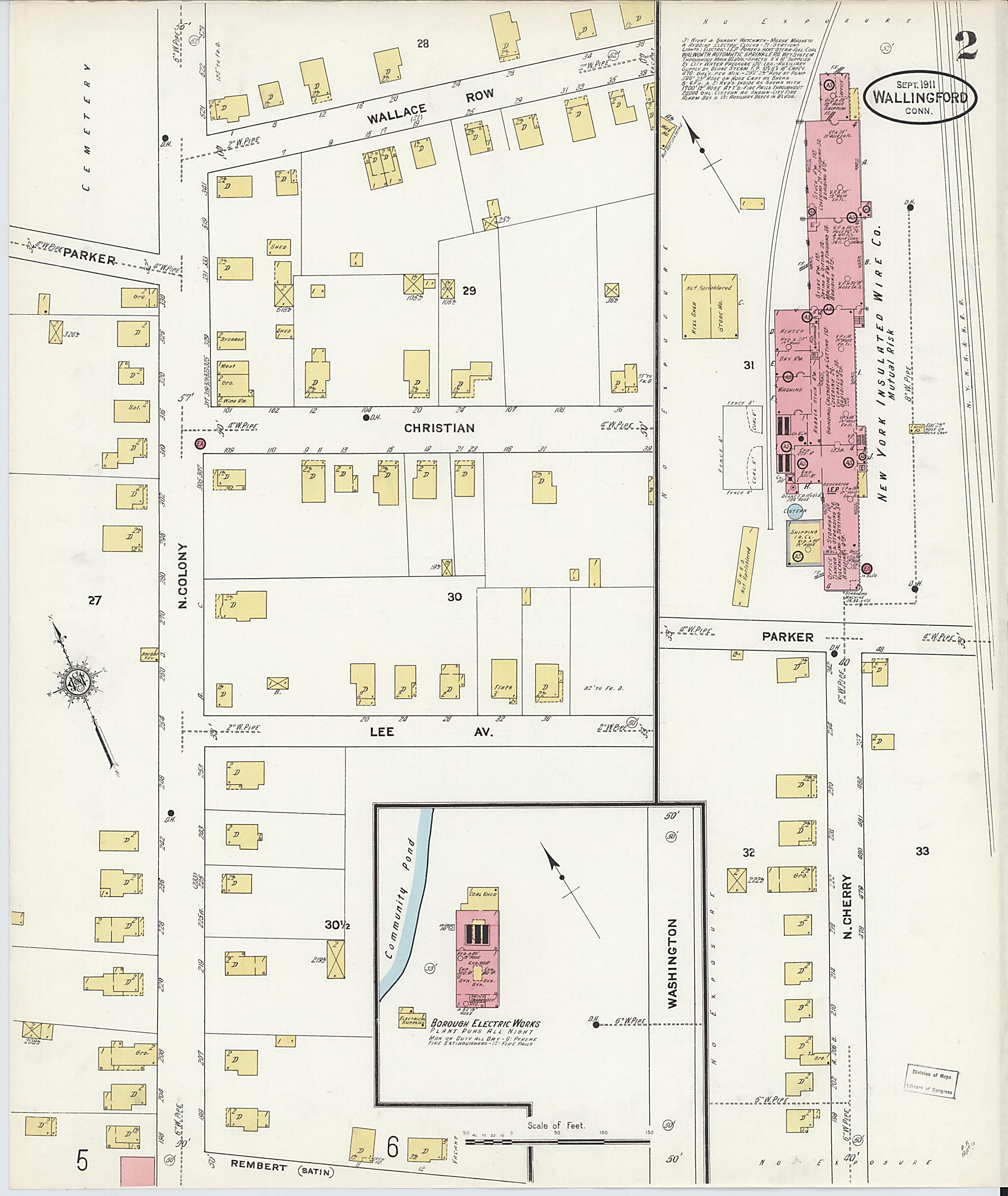 This old map of Wallingford, New Haven County, Connecticut was created by Sanborn Map Company in 1911
