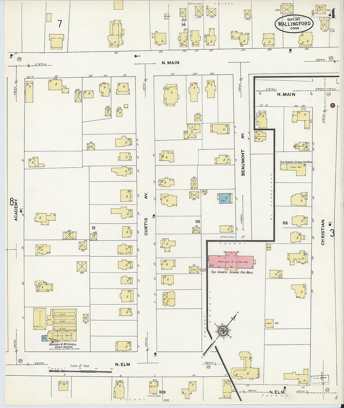 This old map of Wallingford, New Haven County, Connecticut was created by Sanborn Map Company in 1911