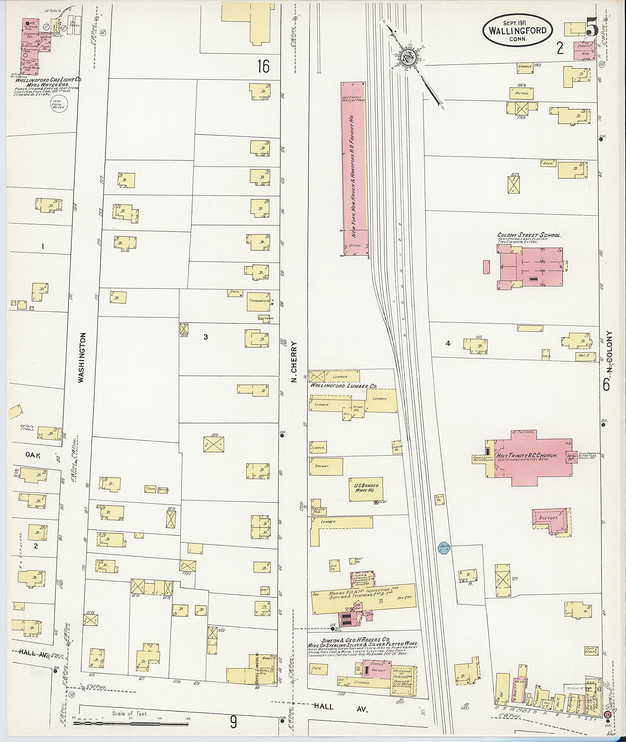 This old map of Wallingford, New Haven County, Connecticut was created by Sanborn Map Company in 1911