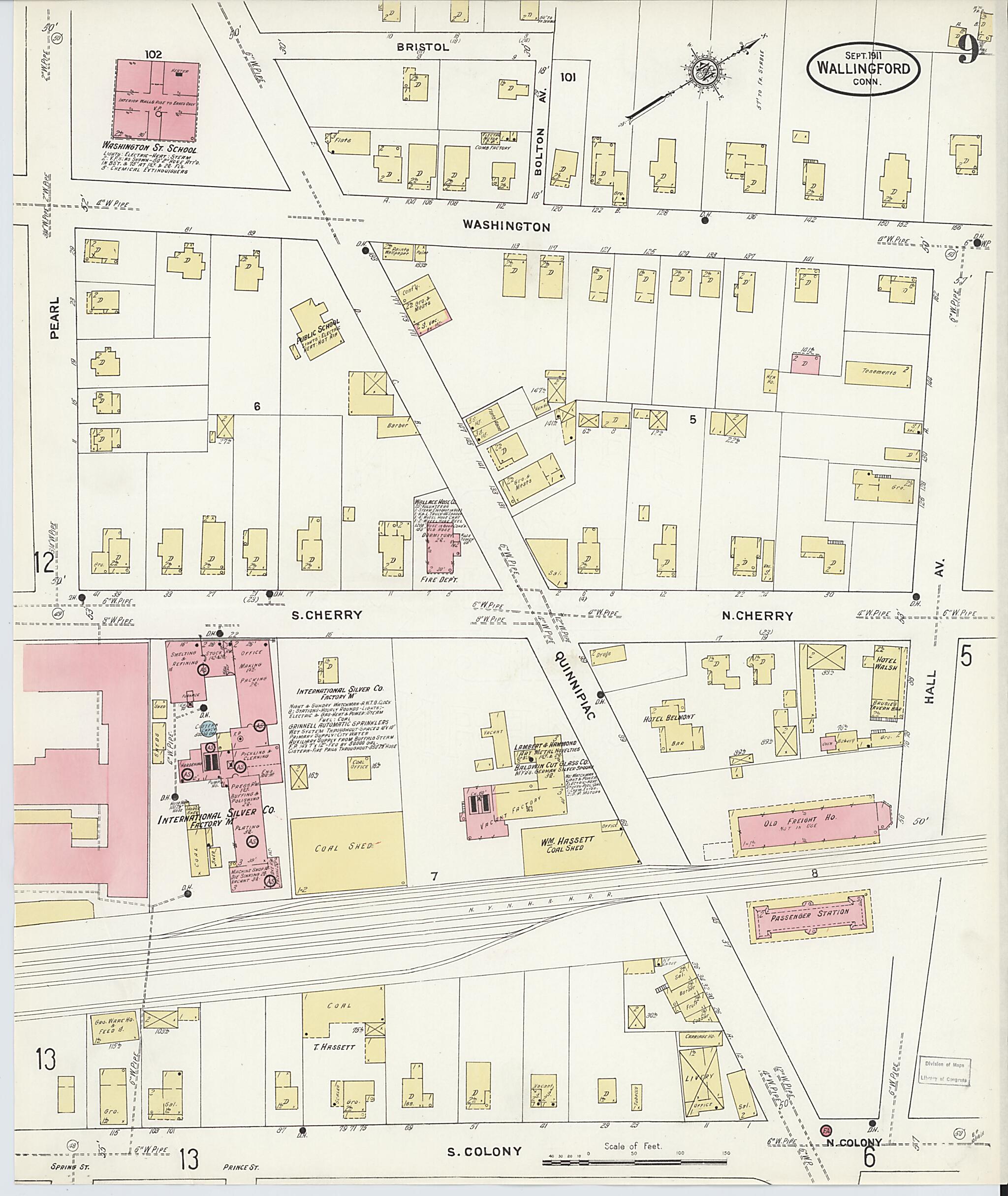 This old map of Wallingford, New Haven County, Connecticut was created by Sanborn Map Company in 1911