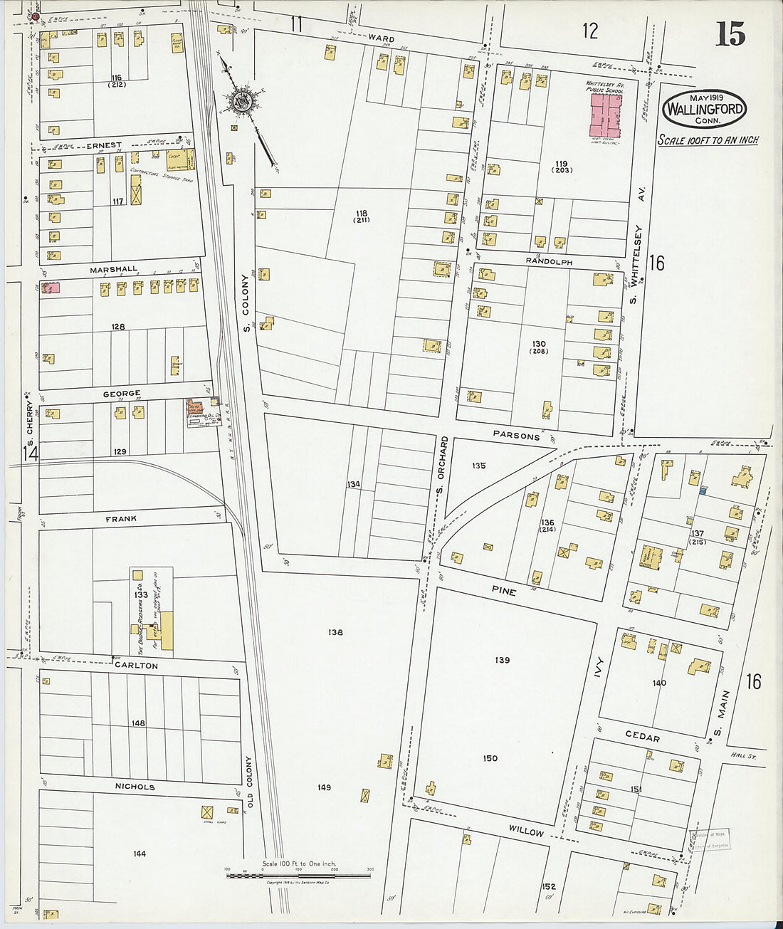 This old map of Wallingford, New Haven County, Connecticut was created by Sanborn Map Company in 1919