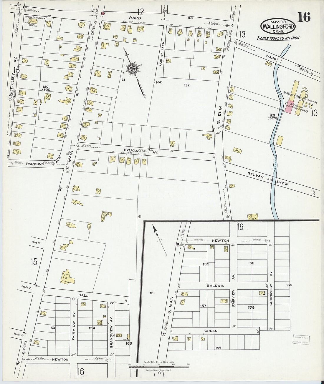 This old map of Wallingford, New Haven County, Connecticut was created by Sanborn Map Company in 1919