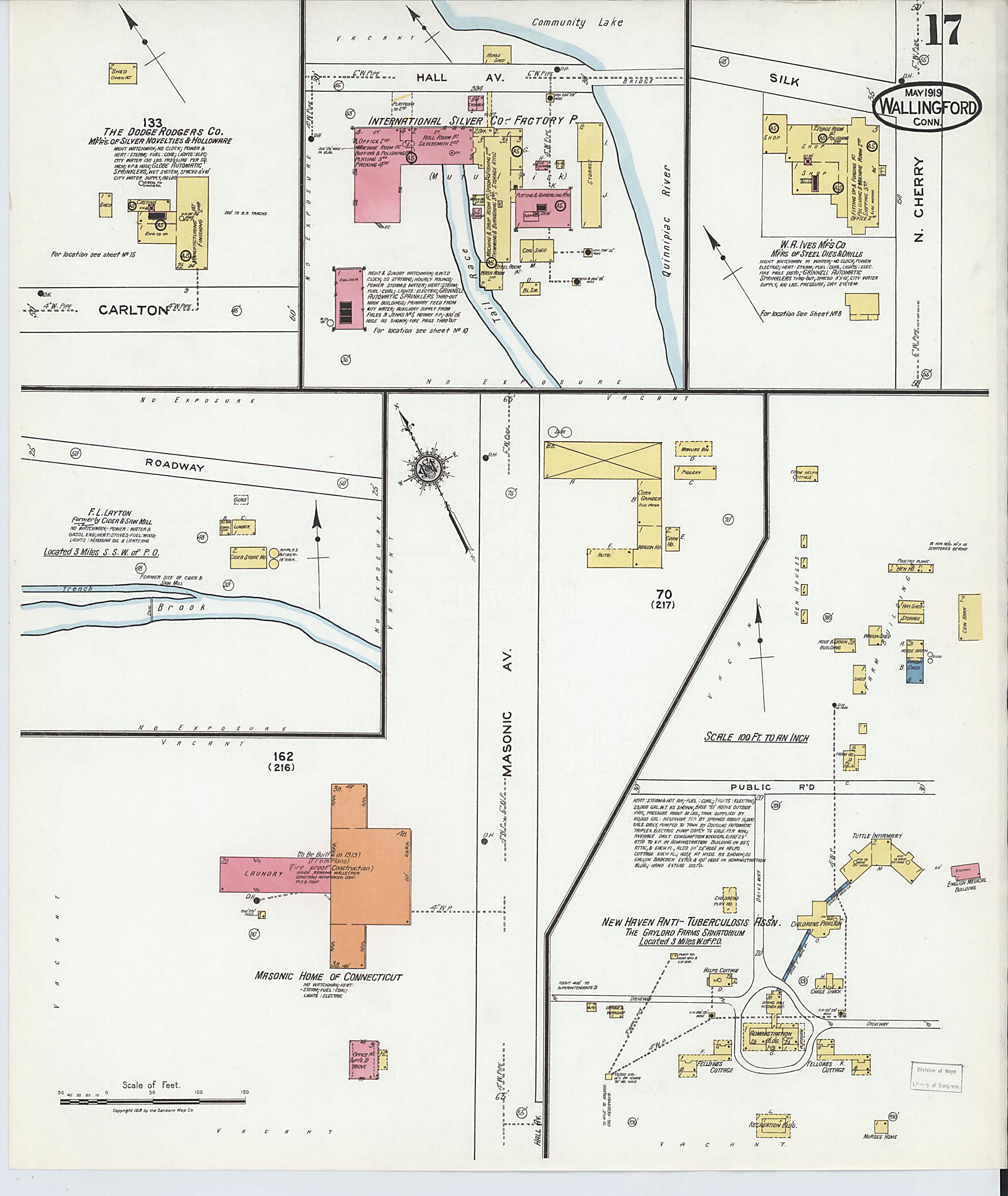 This old map of Wallingford, New Haven County, Connecticut was created by Sanborn Map Company in 1919