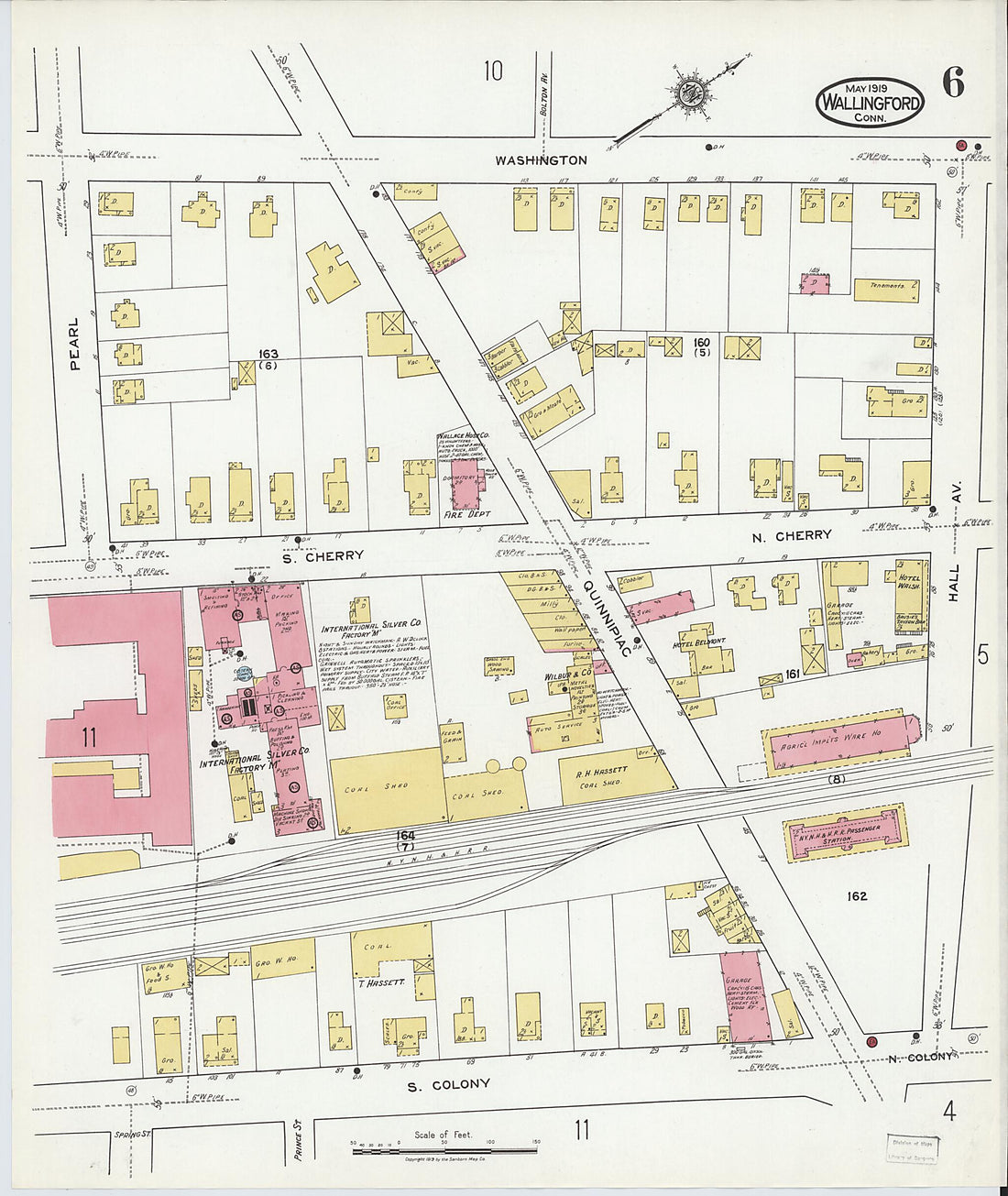 This old map of Wallingford, New Haven County, Connecticut was created by Sanborn Map Company in 1919