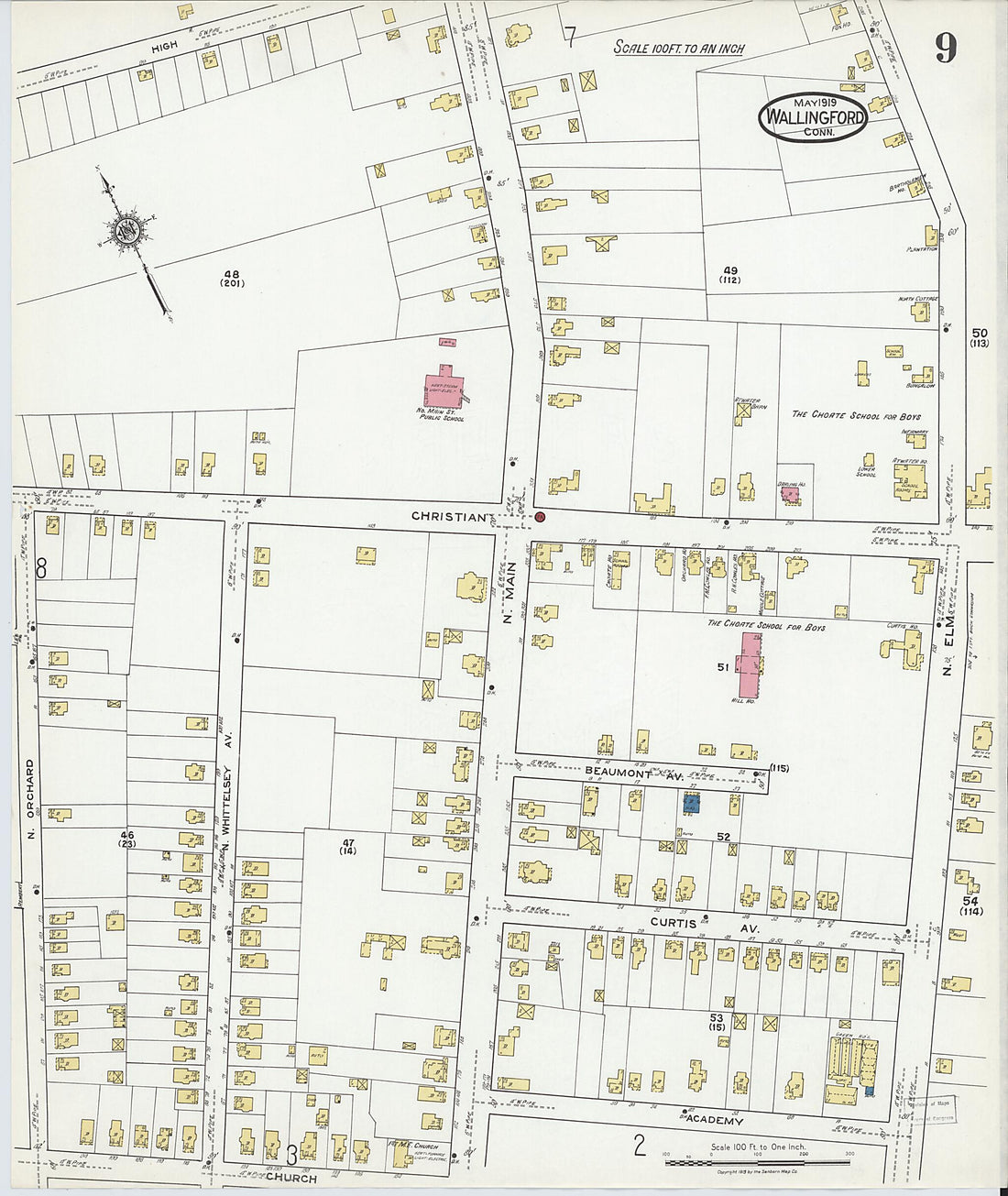 This old map of Wallingford, New Haven County, Connecticut was created by Sanborn Map Company in 1919
