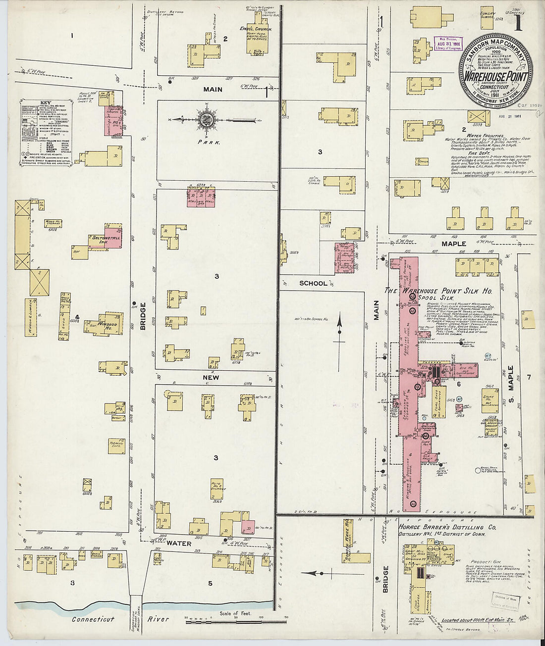 This old map of Warehouse Point, Hartford County, Connecticut was created by Sanborn Map Company in 1911