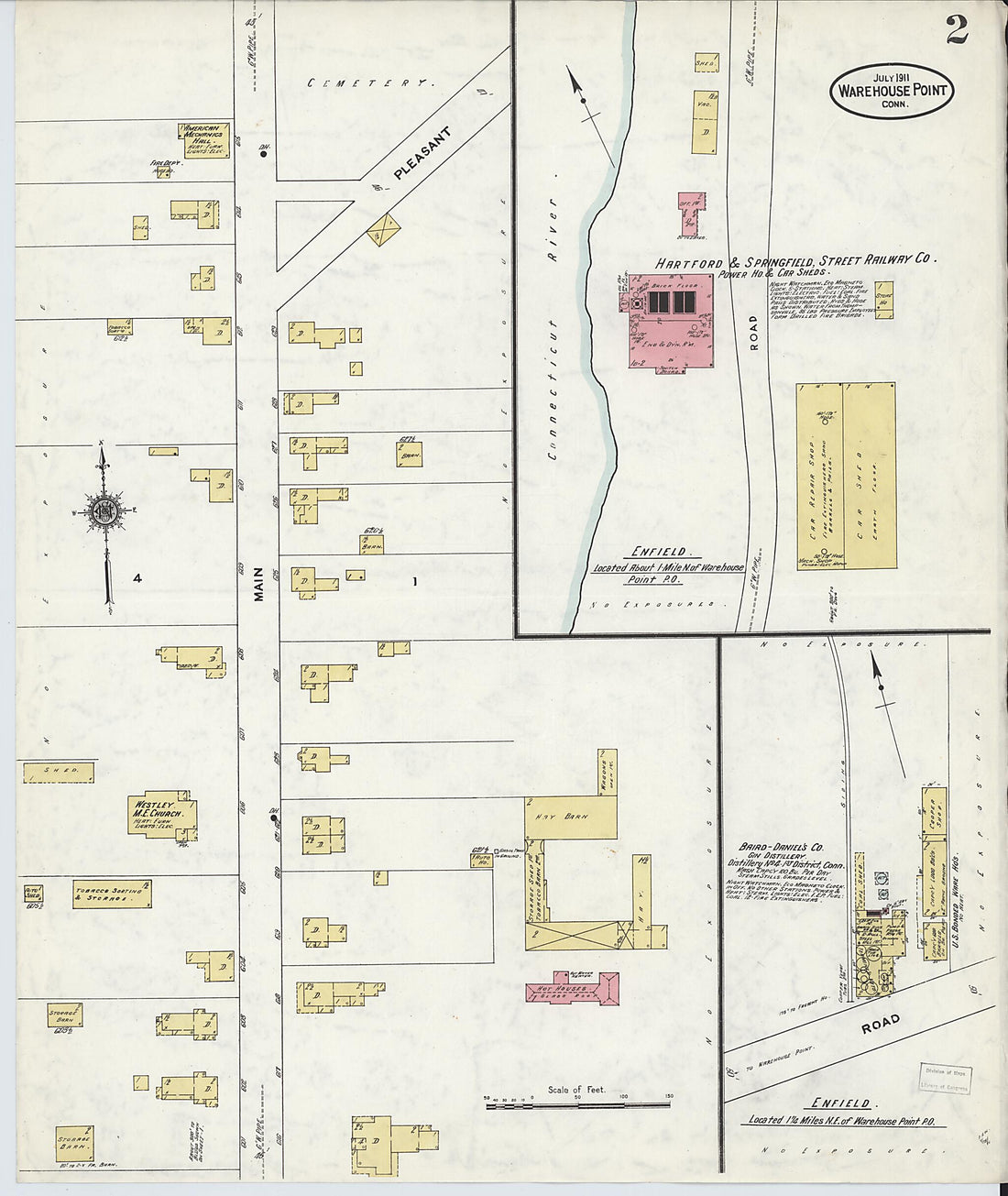 This old map of Warehouse Point, Hartford County, Connecticut was created by Sanborn Map Company in 1911