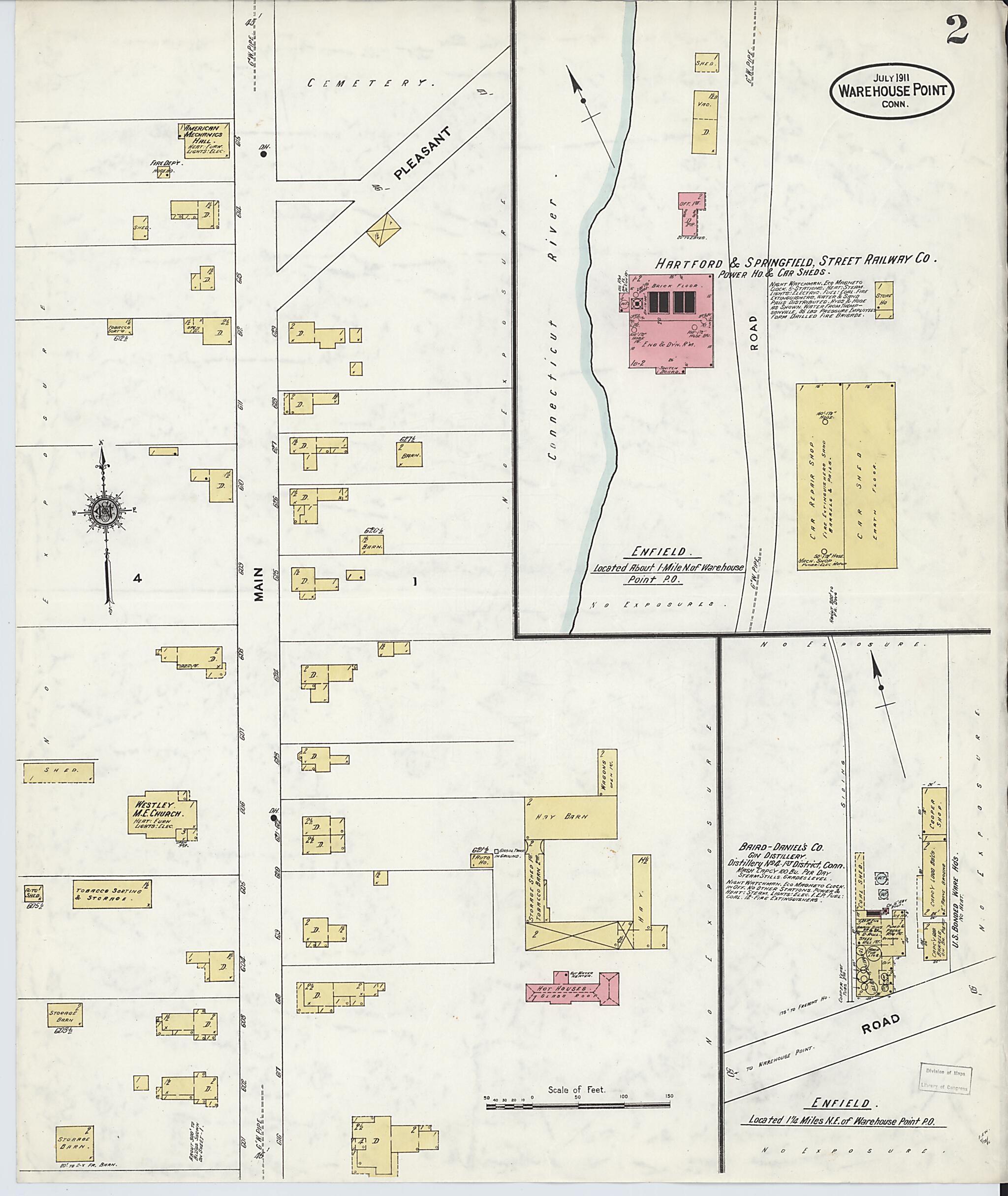 This old map of Warehouse Point, Hartford County, Connecticut was created by Sanborn Map Company in 1911
