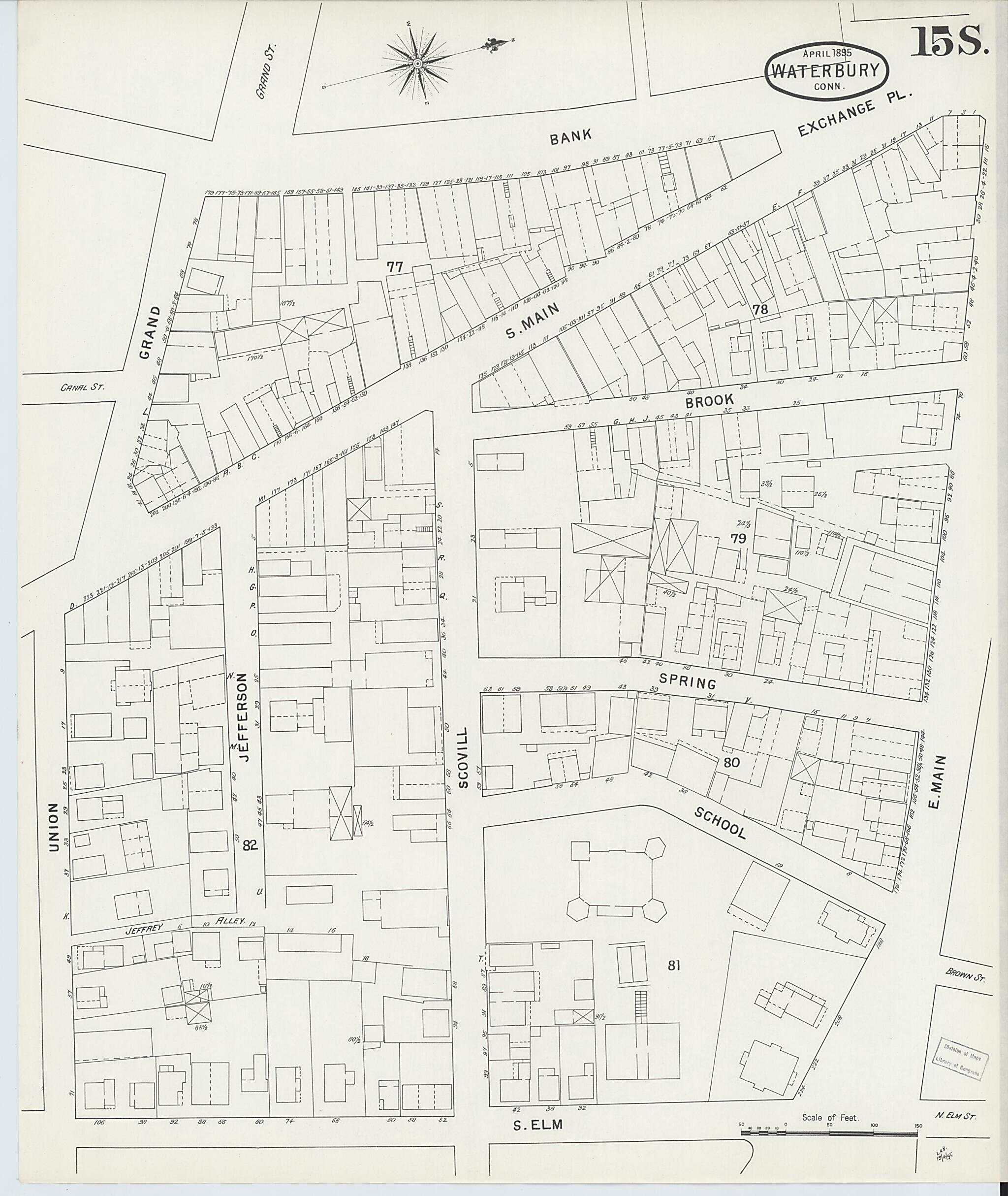 This old map of Waterbury, New Haven County, Connecticut was created by Sanborn Map Company in 1895