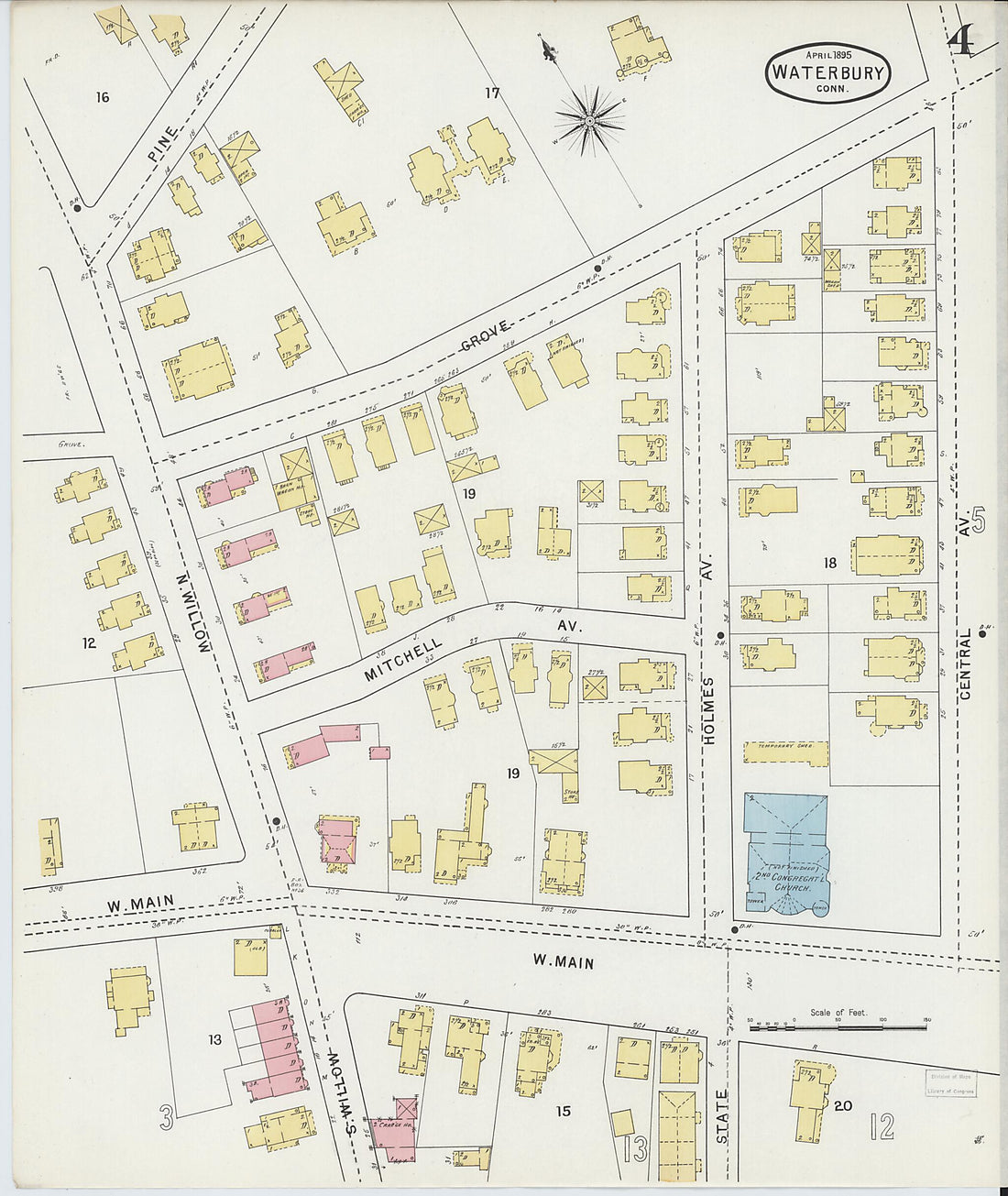 This old map of Waterbury, New Haven County, Connecticut was created by Sanborn Map Company in 1895