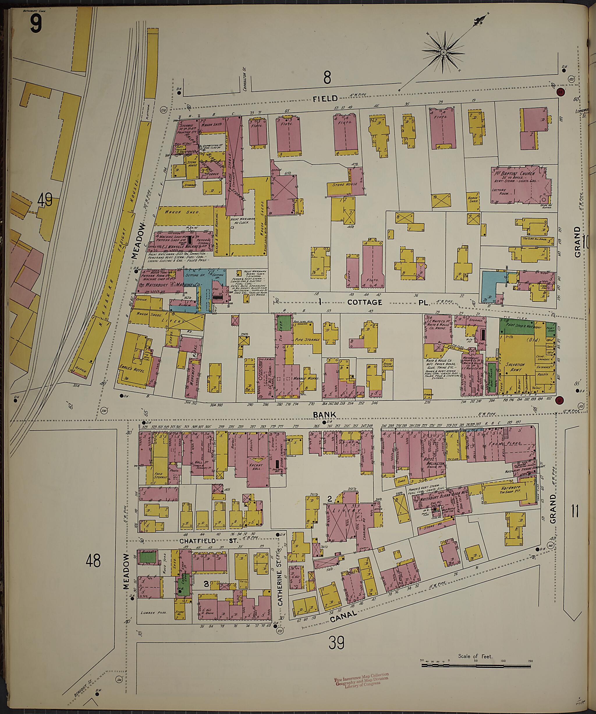 This old map of Waterbury, New Haven County, Connecticut was created by Sanborn Map Company in 1901