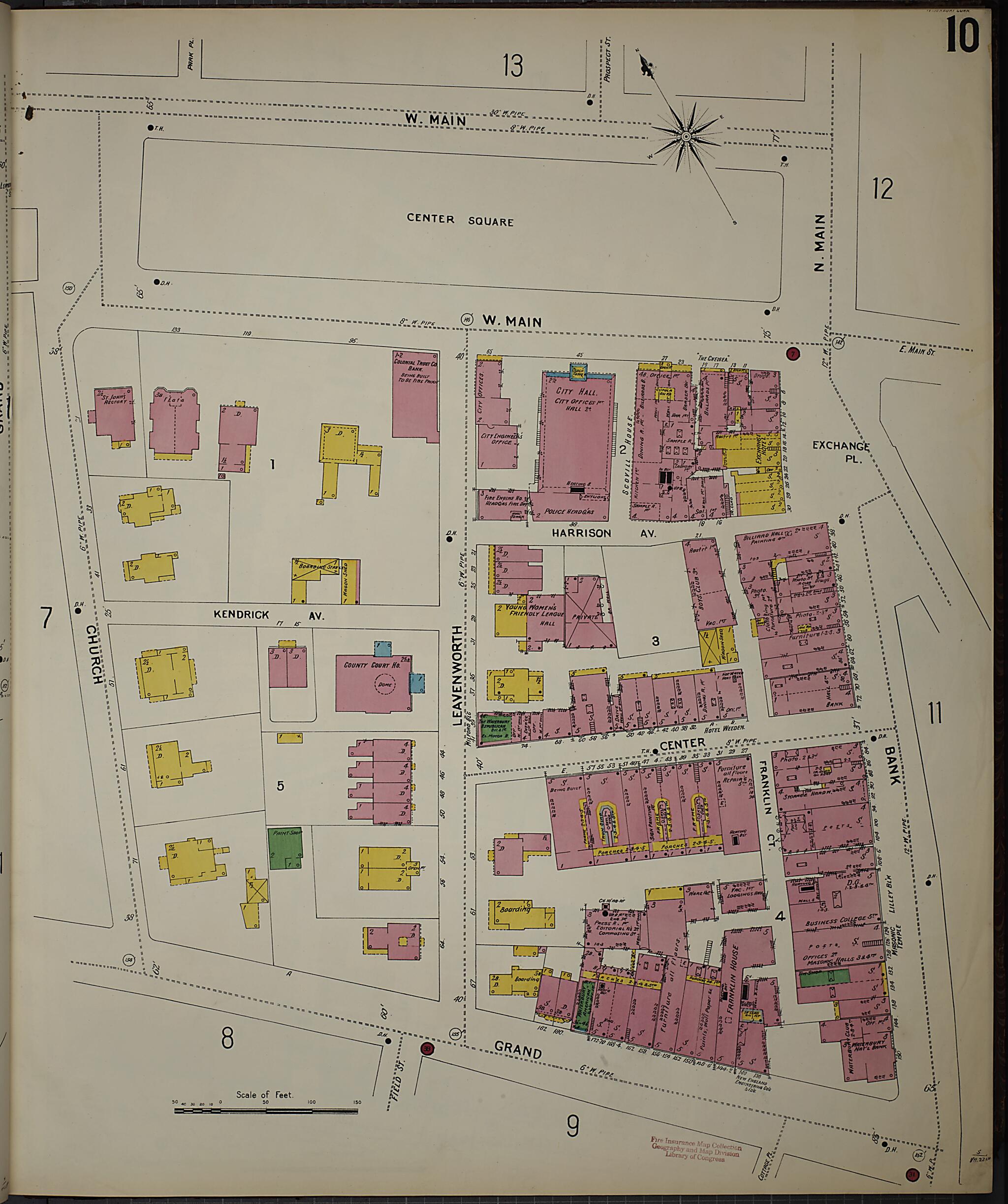 This old map of Waterbury, New Haven County, Connecticut was created by Sanborn Map Company in 1901