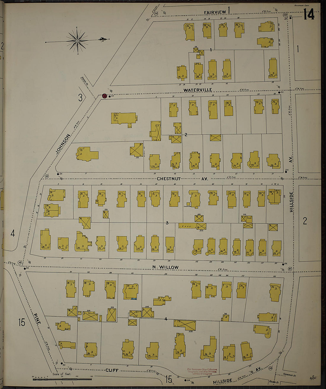 This old map of Waterbury, New Haven County, Connecticut was created by Sanborn Map Company in 1901