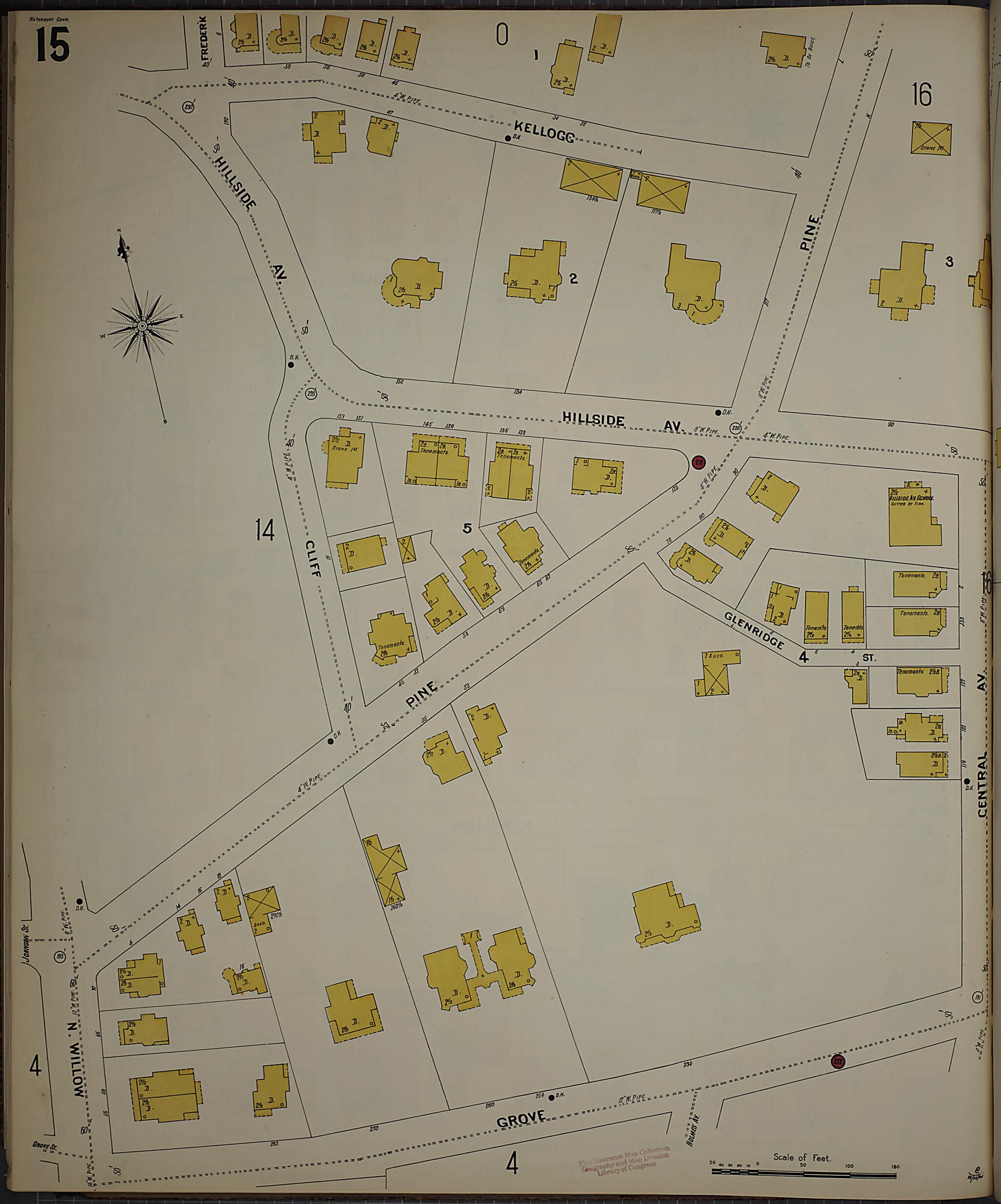This old map of Waterbury, New Haven County, Connecticut was created by Sanborn Map Company in 1901